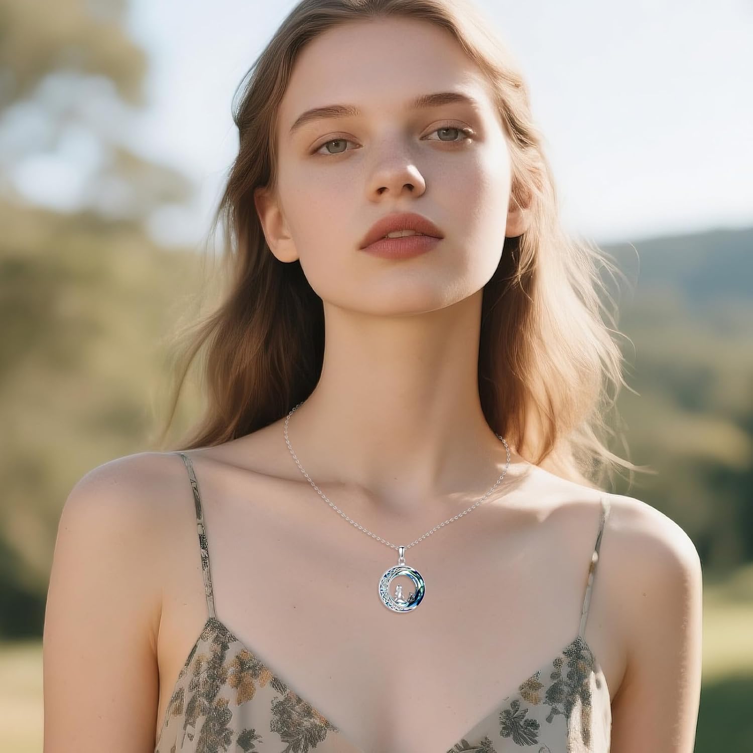 Cat Necklace Sterling Silver Cat on the Moon Pendant Cute Animal Jewelry Gifts for Women Cat Lovers - Image 4