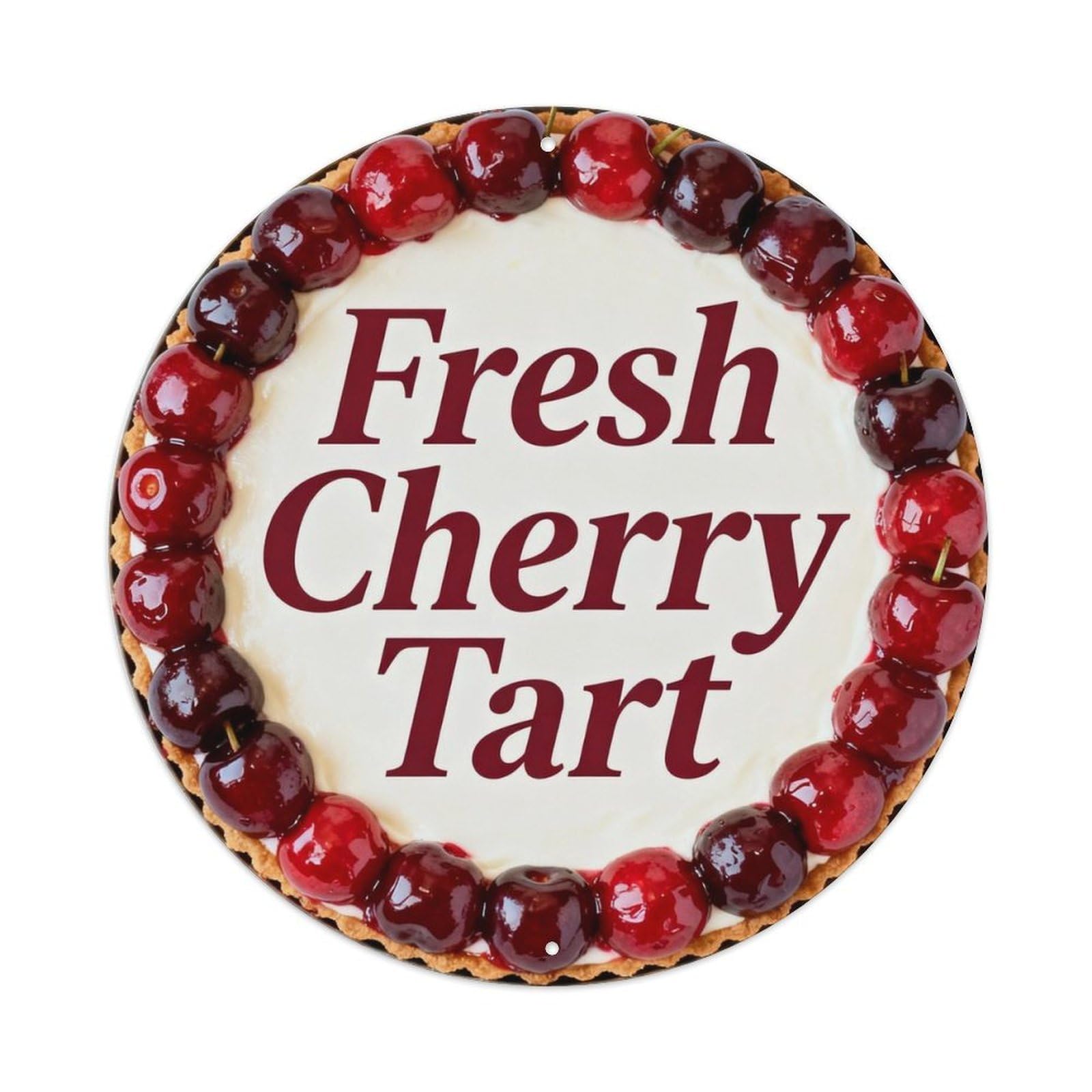 Fresh Cherry Tart Metal Tin Sign Plaque