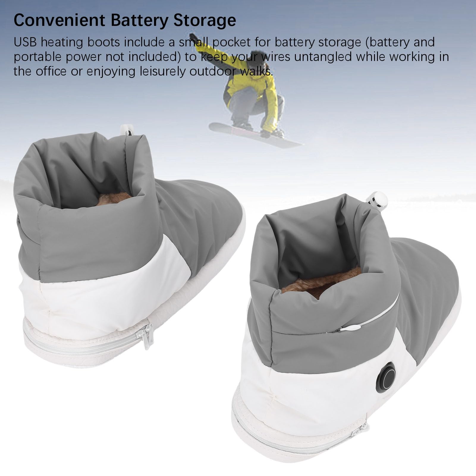 Sxhlseller Bottes Chauffantes Chaudes pour Le Camping |Chaussures électriques USB avec 5 Réglages de Chaleur, Semelle Antidérapante, Lavables, pour Hommes et Femmes, Bureau à Domicile