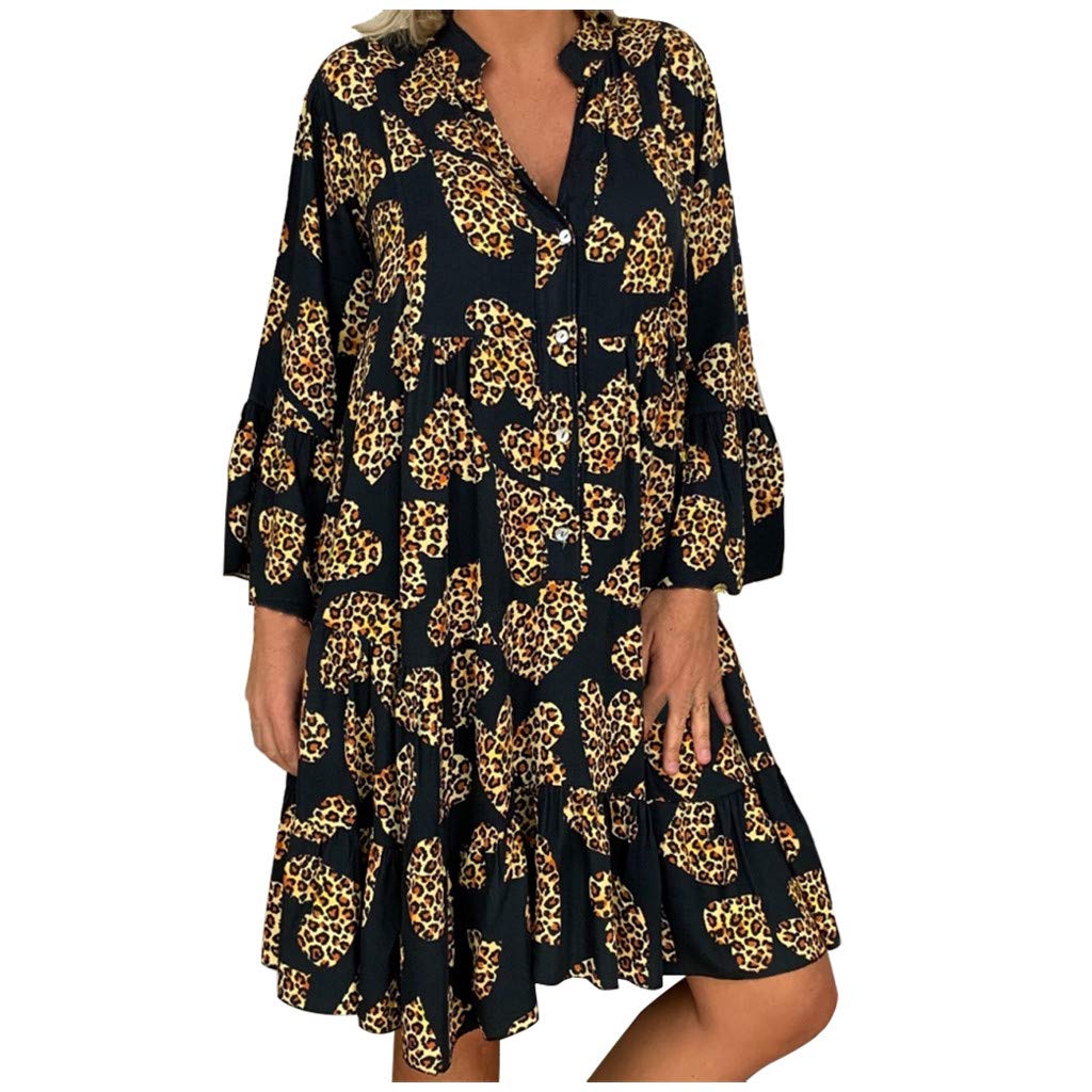 XIAOYUAN Women Plus Size Midi Dress, 2021 Summer Fashion Elegant Butterfly Dress Sexy Print Long Sleeve Camisole Dress A-Line High Waist Solid Beach Party Evening Dresses