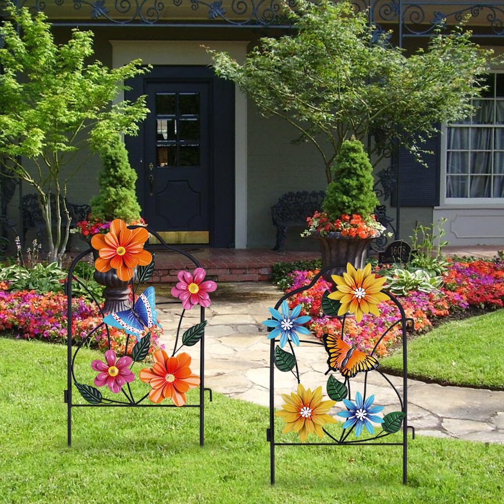 Amazon.com: hogardeck Garden Decor for Outside, Set of 2 Metal
