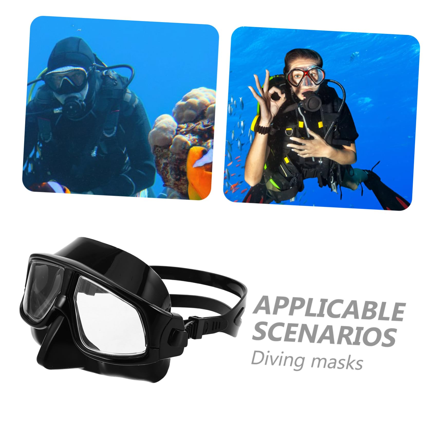 Máscara de Snorkel de Gran Visión Volumen para Adultos | Silicona Negra, Uso en Piscina y Snorkel, Diseño con Cubierta Nasal y Ajuste Cómodo