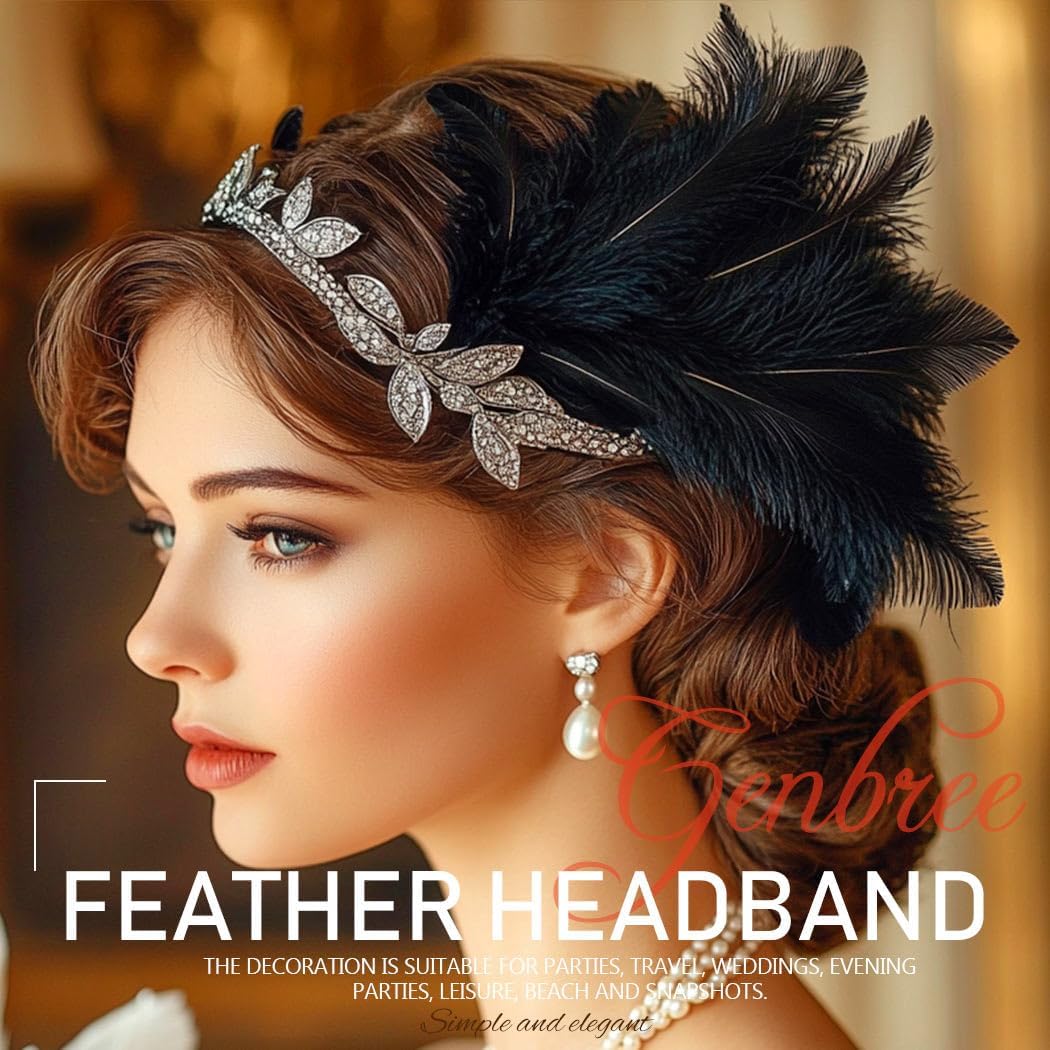 1920s Feather Headpiece Great Gatsby Headband Flapper Hair Accessories for Women - Image 4