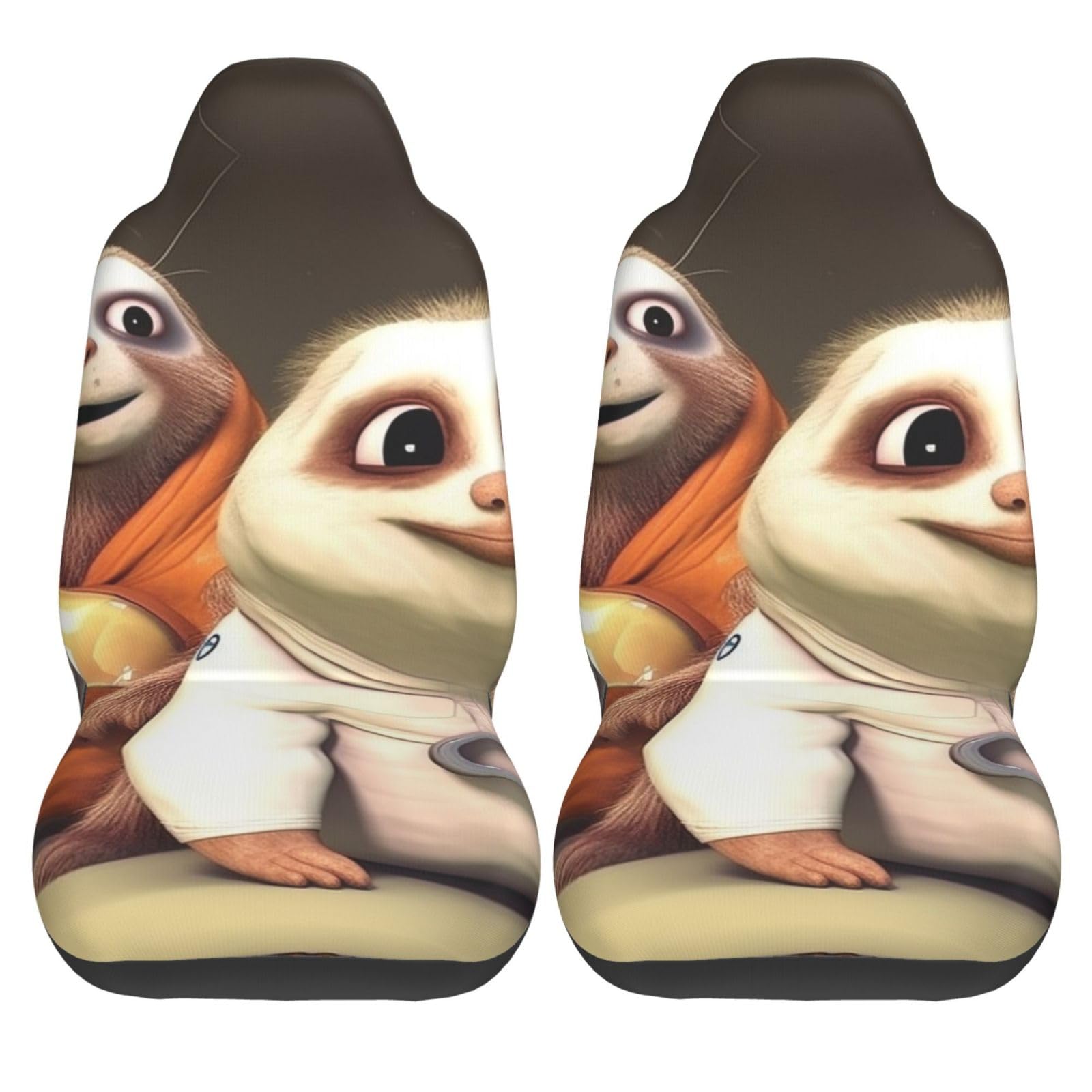 Set di 2 coprisedili anteriori per auto, lavabili, con divertente stampa animalier, universali, adatti per accessori auto