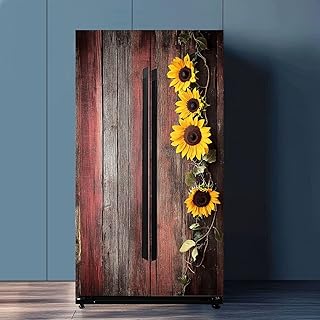 Self Adhesive Vinyl Refrigerator Wrap Set Sunflowers an Door Self Stick Door Mural Sticker Removable Refrigerator Wrap Decal Kitchen Bar Decor