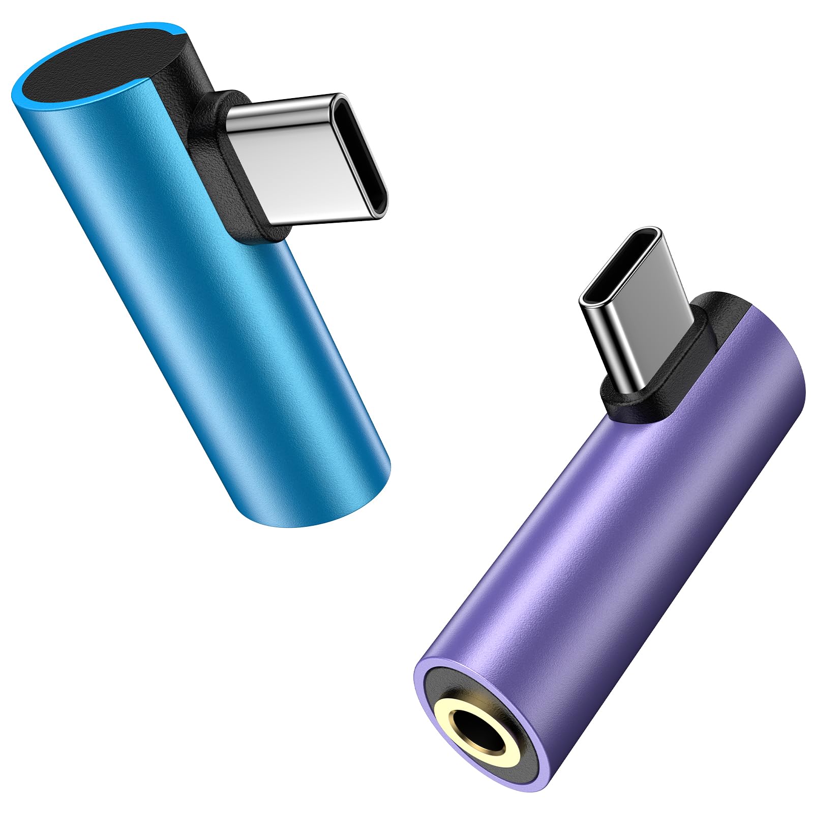 USB C to 3.5mm Audio Adapter Headphone Jack Adapter for iPhone 17 Pro Max 17Pro 17 iPhone Air 16e 16 15 Pro Max Plus,16Pro 15 Plus, 2 Pack Right Angle