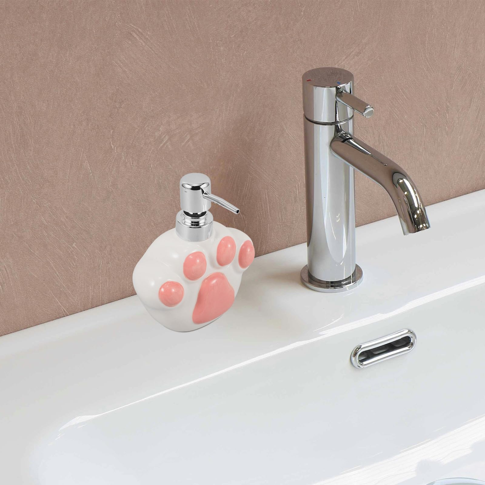 Ipetboom Dispenser di Sapone da Bagno Ricaricabile in Ceramica a Forma di Zampa di Gatto, Bottiglia Erogatrice Compatta Anti-perdite per Sapone Mani e Bagnoschiuma, per Uso Domestico