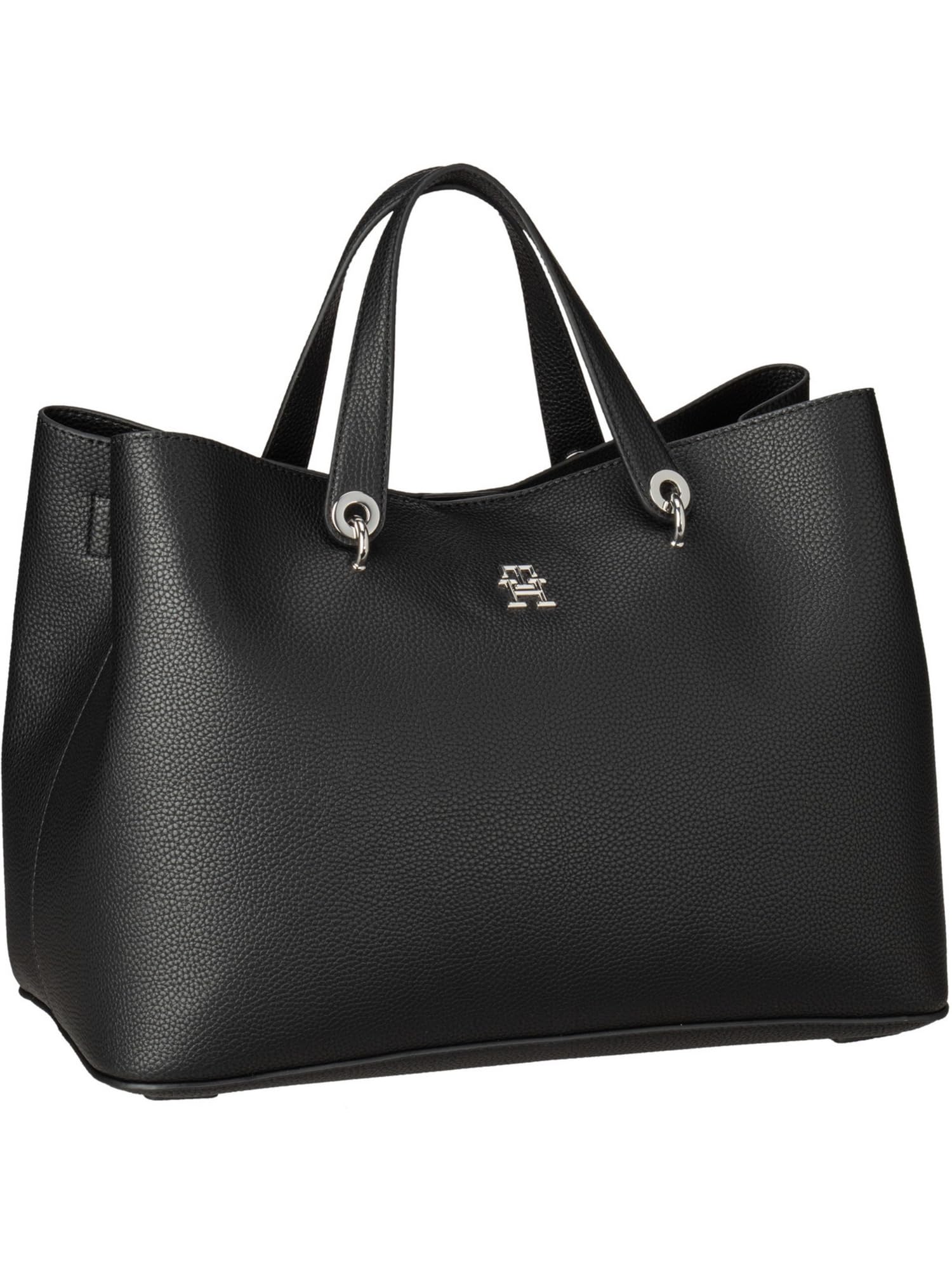 Tommy Hilfiger Women's Black Th Emblem Satchel Bag In