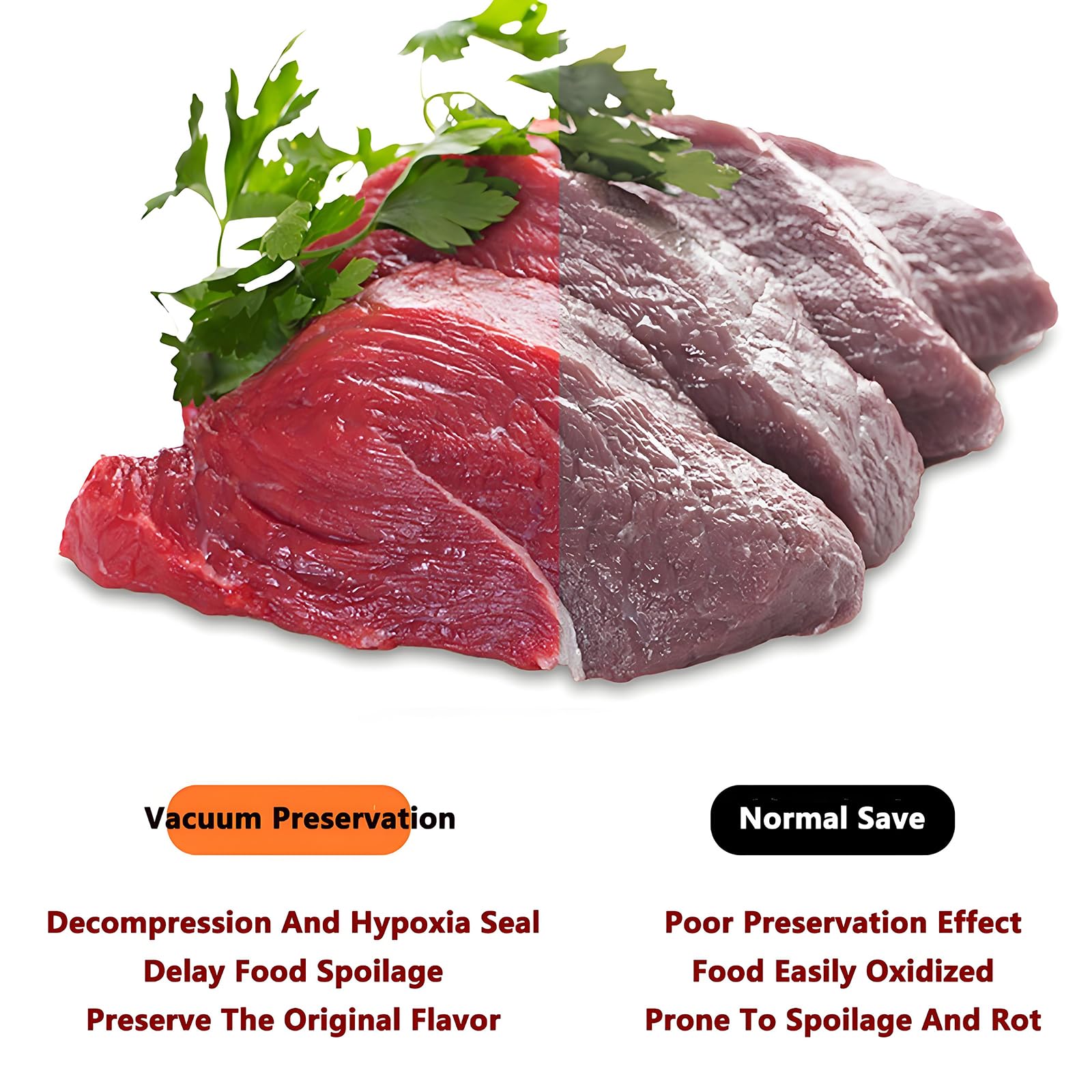 Gotowanie sous vide, automatyczny system próżniowego przechowywania żywności z wyświetlaczem próżniomierza, regulowany czas próżni 20-25S, szybkie i szczelne, oszczędzaj dłużej