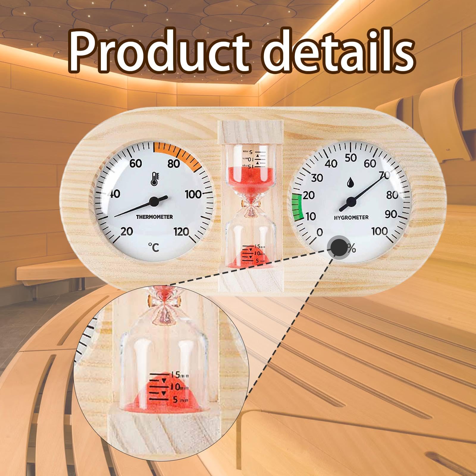 Baoblaze Thermomètre, hygromètre et sablier 3 en 1 pour Sauna et Salle de Sport, Rouge