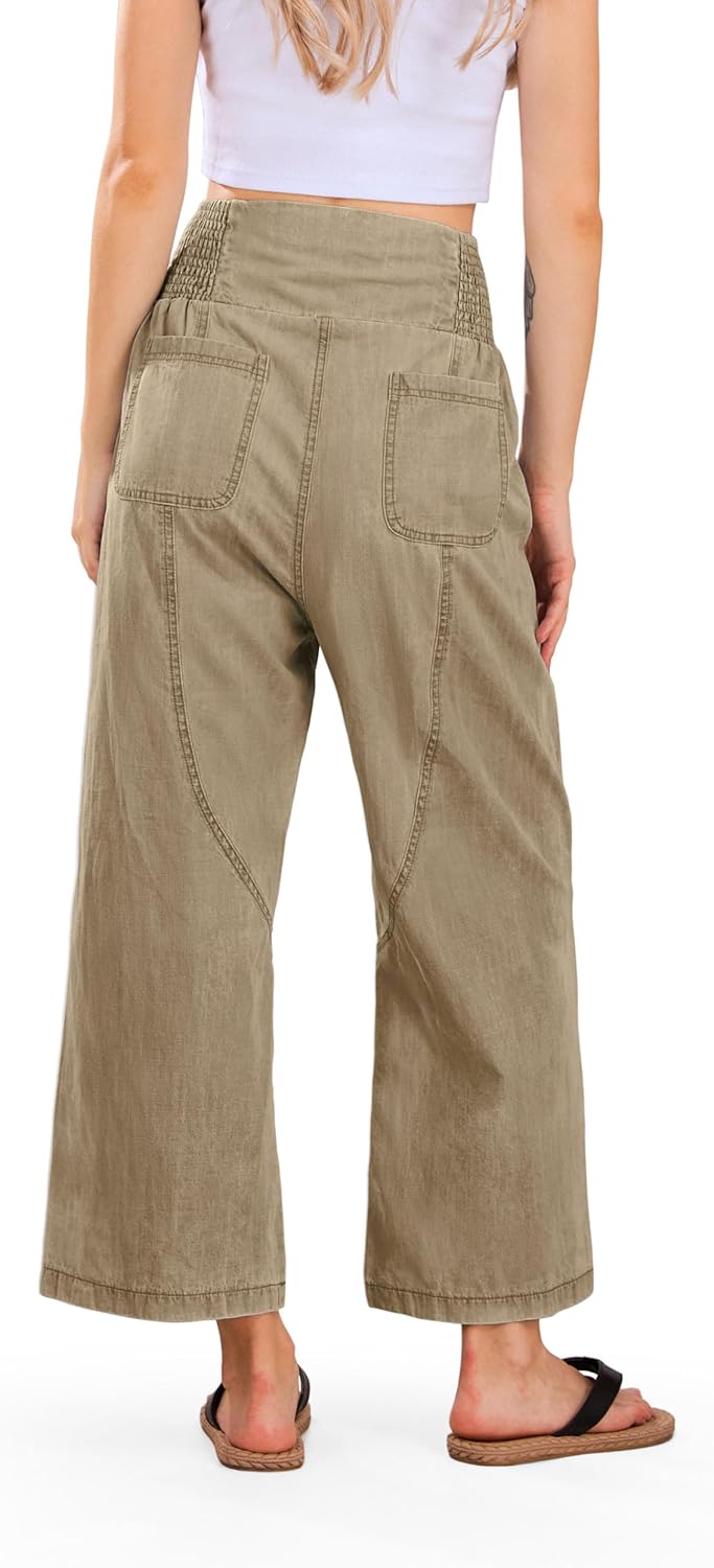 CHARTOU Denim Harem Pants for Women Loose Fit Wide Leg Cropped Barrel Jeans - Image 6