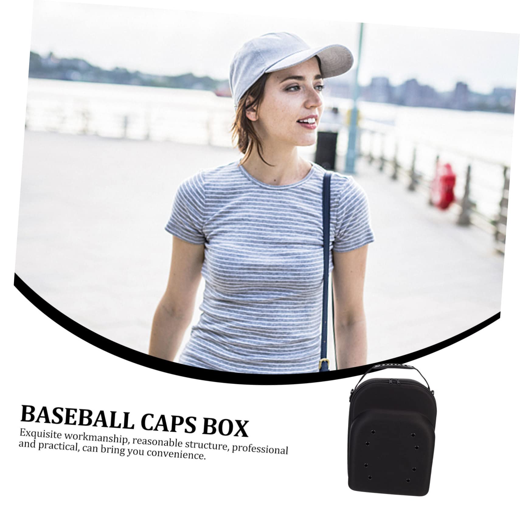 MUCKLILY Baseball Hat Box Travel Case Portable Organizer for Caps with Shockproof Design Smooth Zipper and Protective Storage for Travel and Hat Storage Black