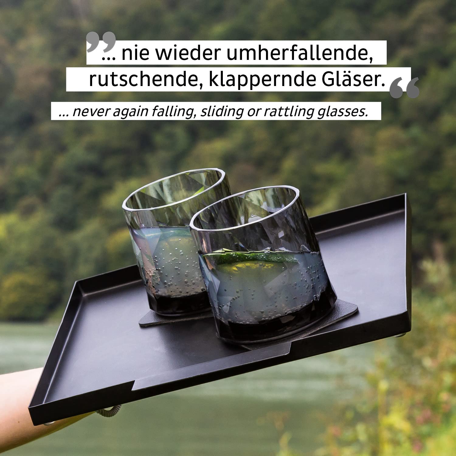 silwy® bicchieri magnetici in plastica high-tech con cuscinetti in gel nano metallici - bicchieri da campeggio antiscivolo, accessori per barche e yacht (Tumbler // Grigio // 0,25 l)