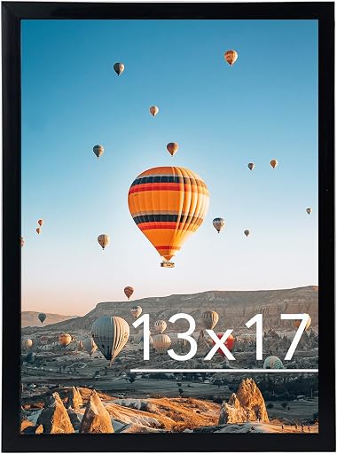 JCJMY 13x17 Picture Frame Black for Wall Hanging, Wall Mounting Horizontally or Vertically, 13 x 17 Wall Gallery Poster Photo Frame with Shatter Resistant Plexiglass, Black