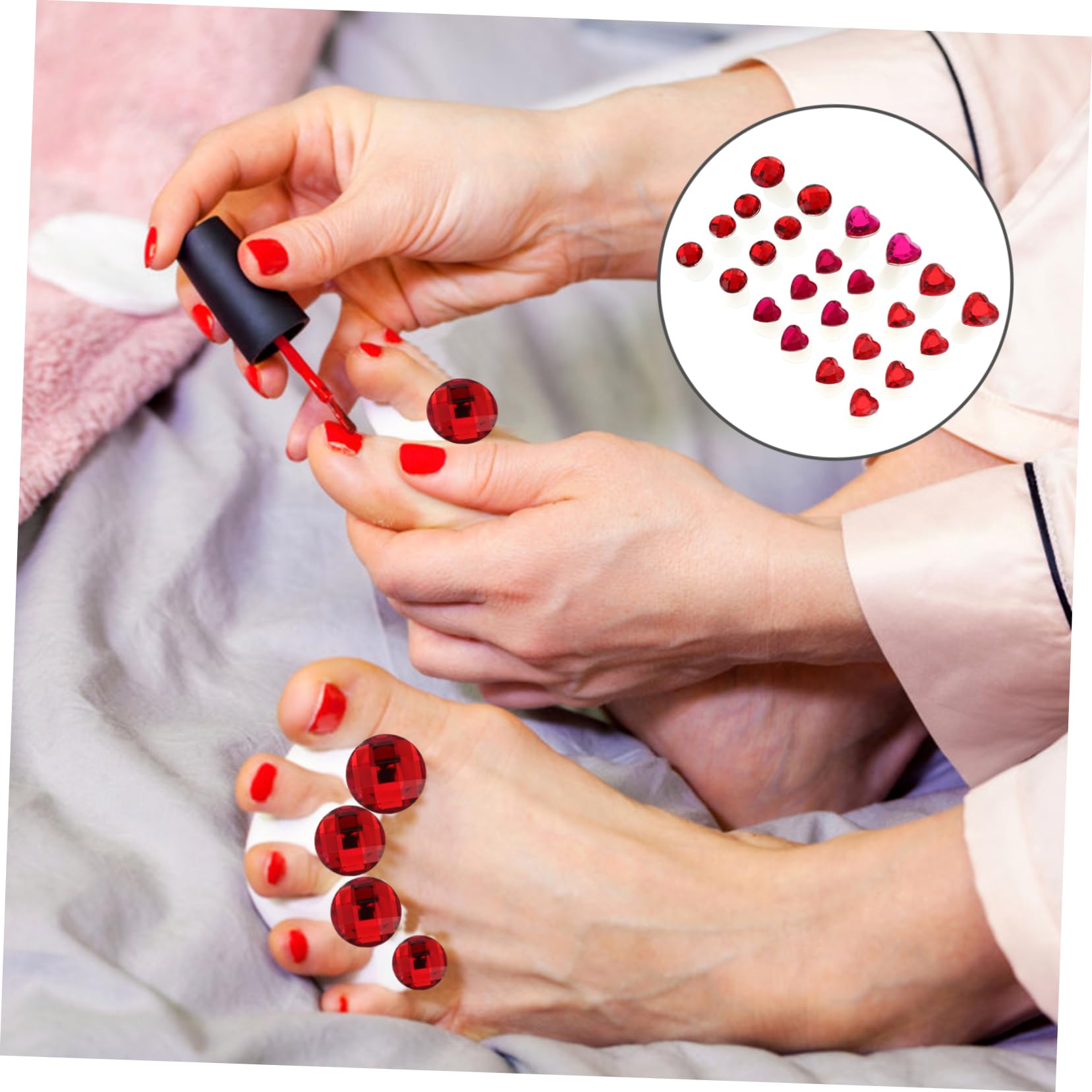WOFASHPURET 24Pcs Silicone Toe Separators Decorative Heart Shape Toe Spacers for Nail Art DIY Projects Reusable Washable Alleviate Prevent Malformation