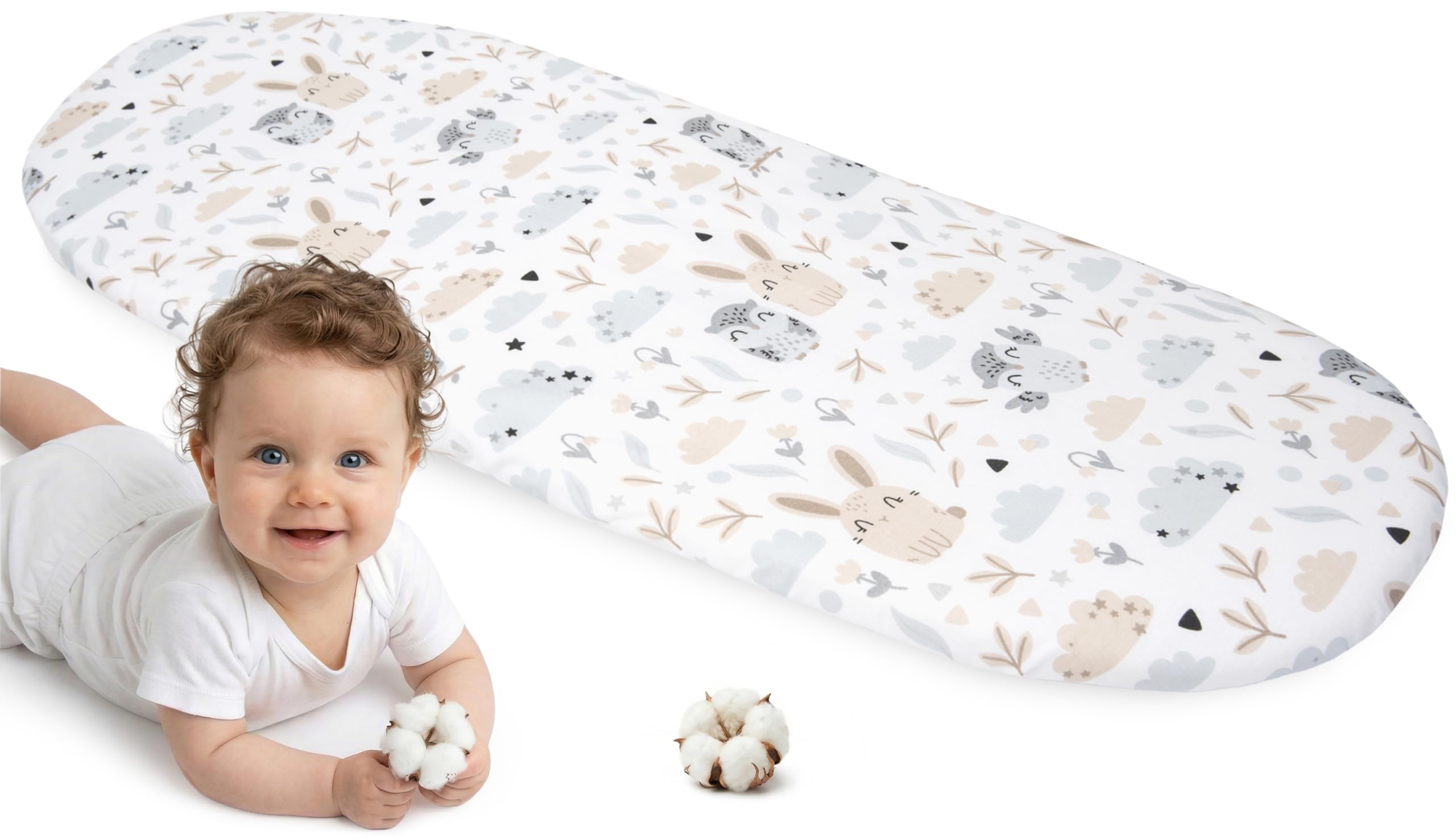 Medi Partners Fitted Sheet Pram 86 x 40 cm 100% Cotton Mattress Protector Baby — image 1