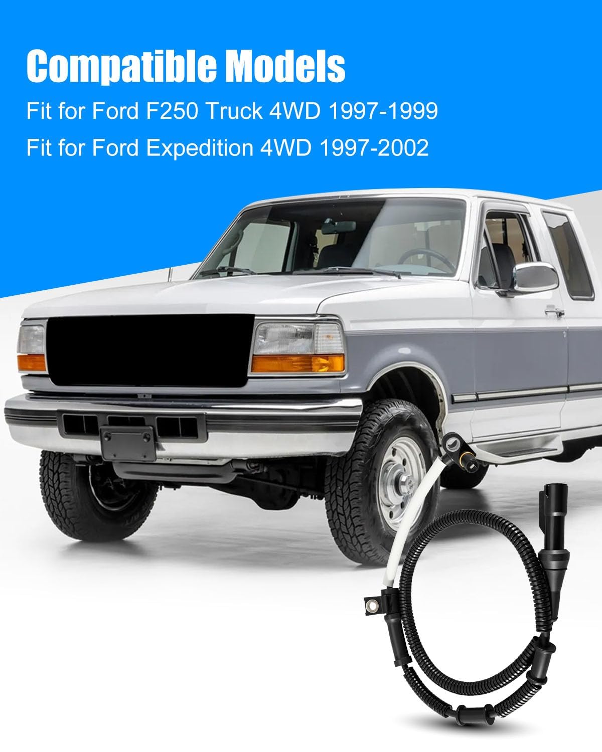 ABS Wheel Speed Sensor ALS201 Fit for 4WD Ford F-150 1997-2003 F-250 Expedition Lincoln Navigator 1997-2002, Replace F65Z2C204DB F75Z2C204AA XL3Z2C204AA, Front Left Right Side