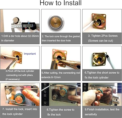 Miniatura 6 de Juego de cerraduras de puerta de acero inoxidable con llave de 4.72 x 3.35 pulgadas, cerradura de puerta exterior con cerrojo de seguridad para