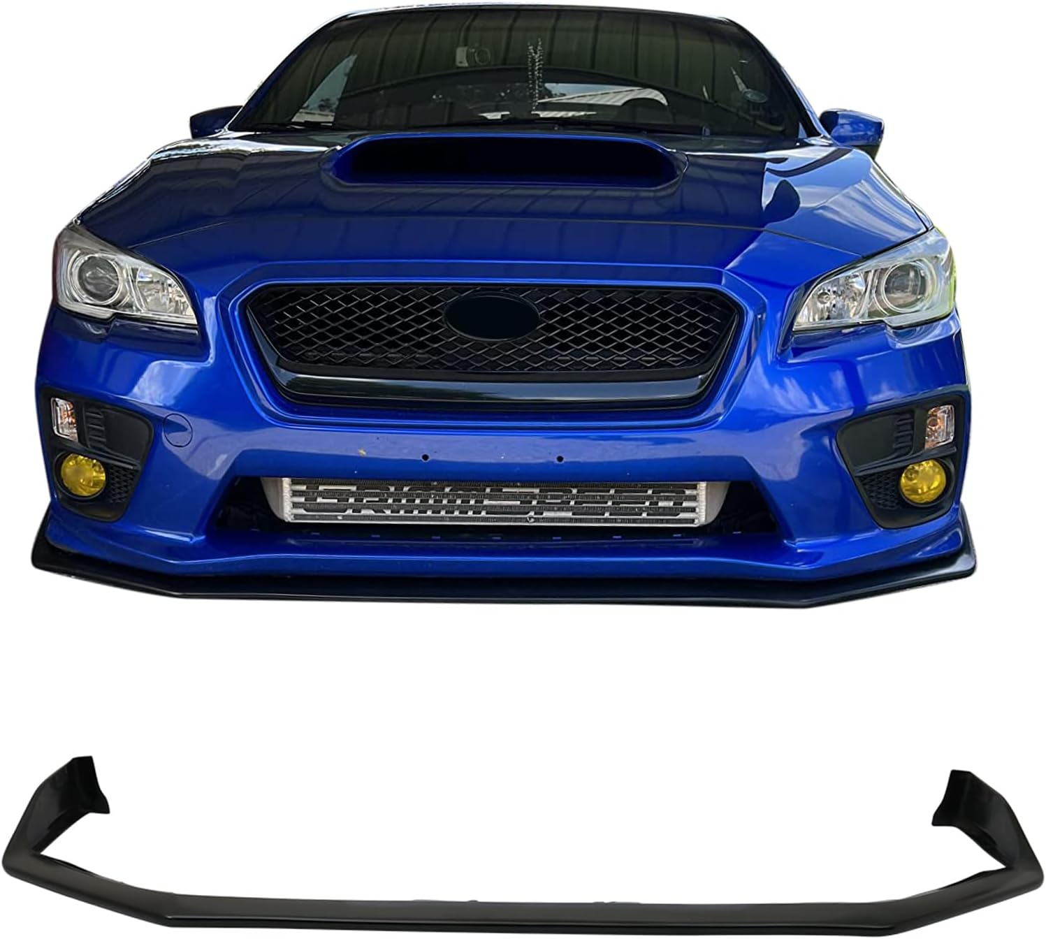 Front Bumper Lip 2015-2017 Subaru WRX STI, S207 Style Black PU Front Lip Finisher Undertin Spoiler Add-on by IKON MOTORSPORTS, 2016