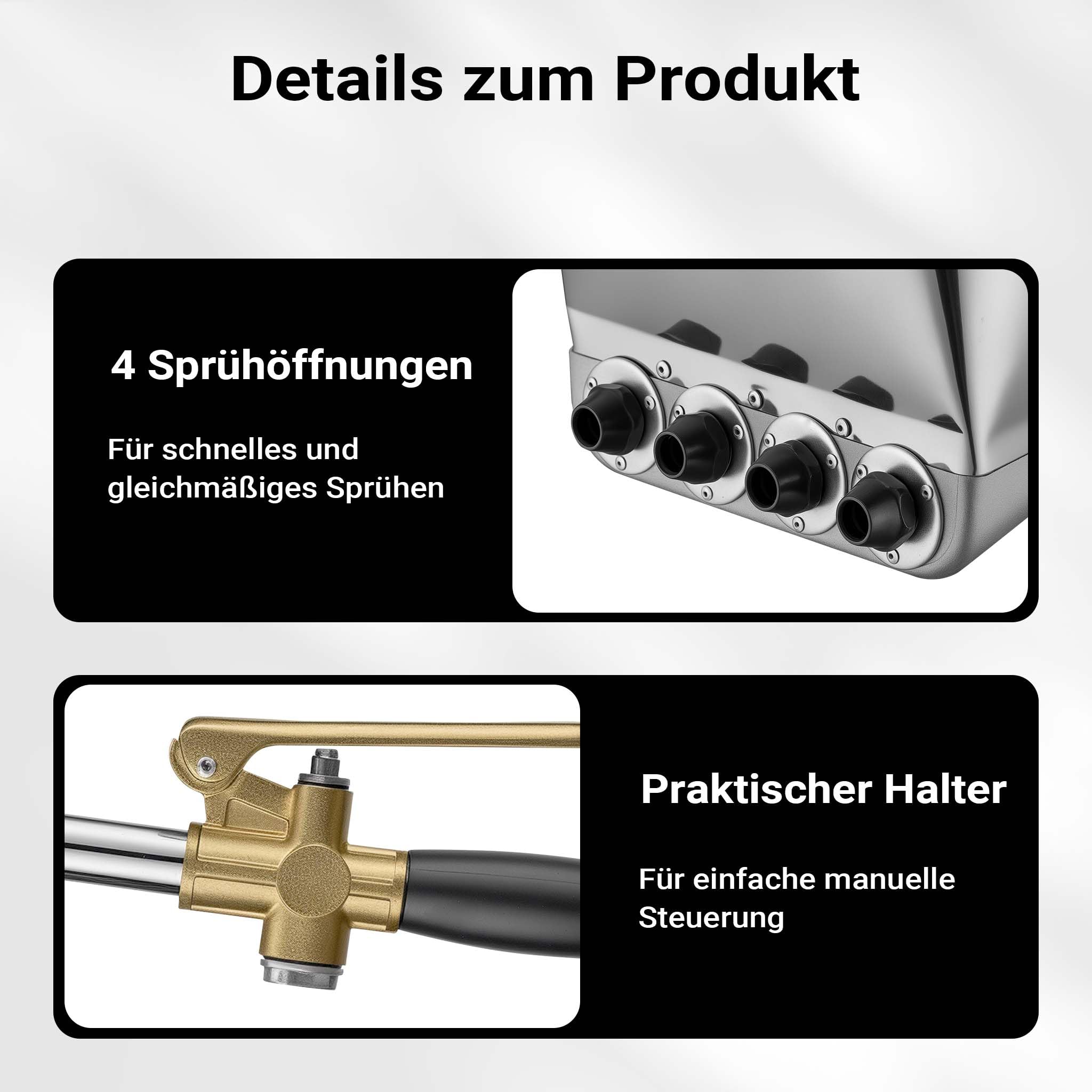 Wiltec Verputzmaschine 6-10 bar, Putzpistole mit 8 mm Düse, Mörtelpistole 3,7 l Trichter, Putzwerfer 72 cm, Putzmaschine Aluminium und Edelstahl