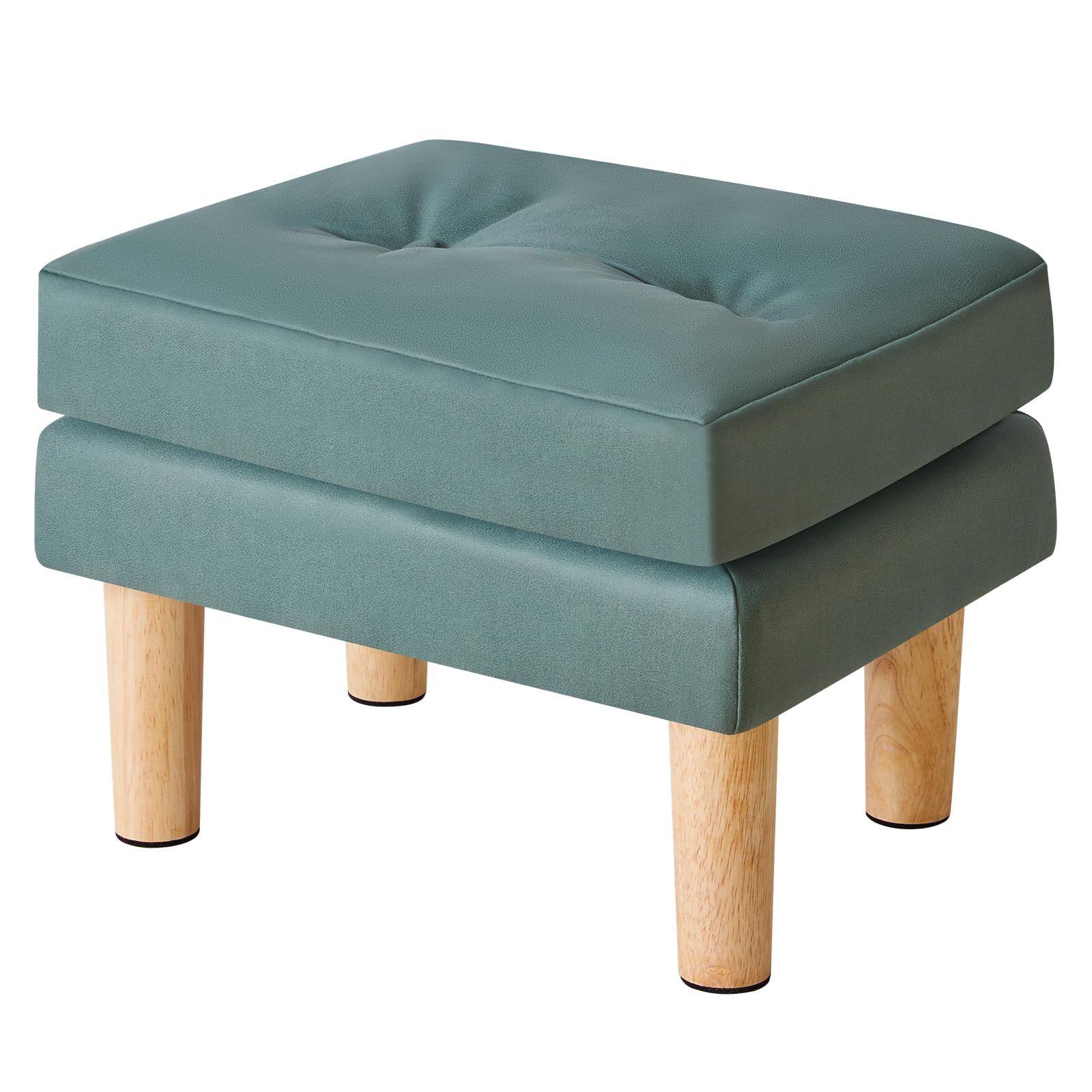 YMYNY Taburete Otomano, Pequeño Taburete de Madera, Otomanas, Extraíble, Taburete para Cambiar Zapatos, Taburete de Sofá, Reposapiés de Símil Cuero para Salón 41.5 x 31.5 x 32CM Verde HBD041GR