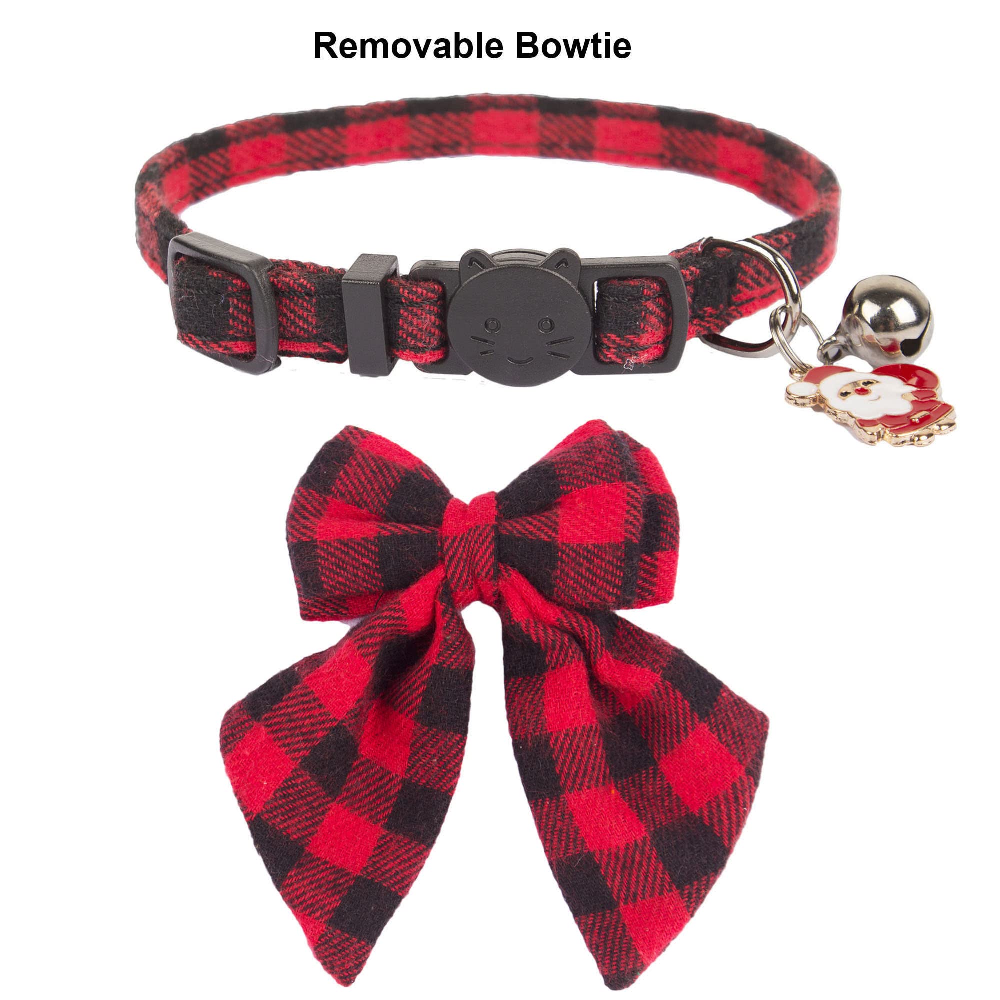 HJZHII 2-Pack Plaid Cat Collars – Breakaway Bowtie & Shirt Collar With Bells, Adjustable Safety Collars For Cats & Small Dogs - View #8