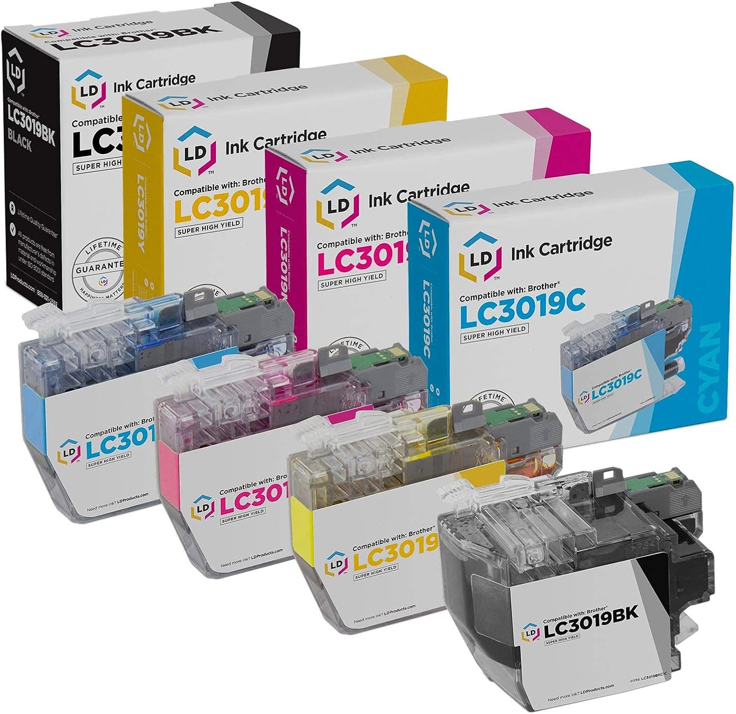 LD Compatible Ink Cartridge Replacement for Brother LC3019 Super High Yield (Black, Cyan, Magenta, Yellow, 4-Pack) Compatible with MFC-J5330DW MFC-J5335DW MFC-J5730DW MFC-J6530DW MFC-J6930DW