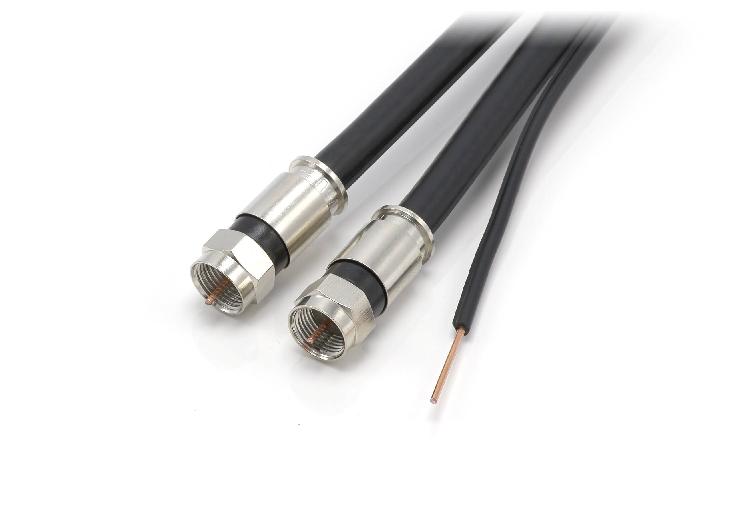 Dual RG6 coassiale, made in the USA, cavo coassiale doppia (Siamese cavo) 18 AWG cavo coassiale satellite, antenna, e CATV grade con connettori a compressione 75 ft Black - Twin with Ground