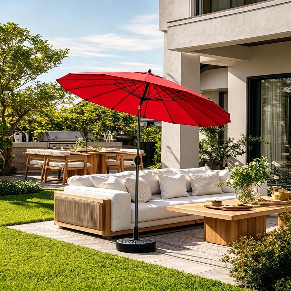 Parasol Ogrodowy 250 cm, Okrągły Parasol Przeciwsłoneczny z Nachylenia i Aluminiowym Trzonkiem z Korbką do Basenu, Ogrodu i Tarasu