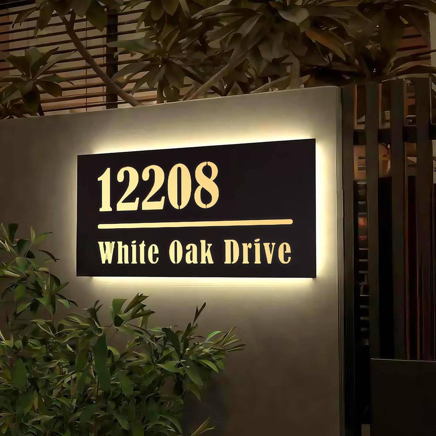 Custom LED Lighted House Numbers for Outside, Personalized Illuminated/Backlit Address Sign, Modern Waterproof Stainless Steel Address Plaque for Home, Yard, Street, Garage, Shop, Office