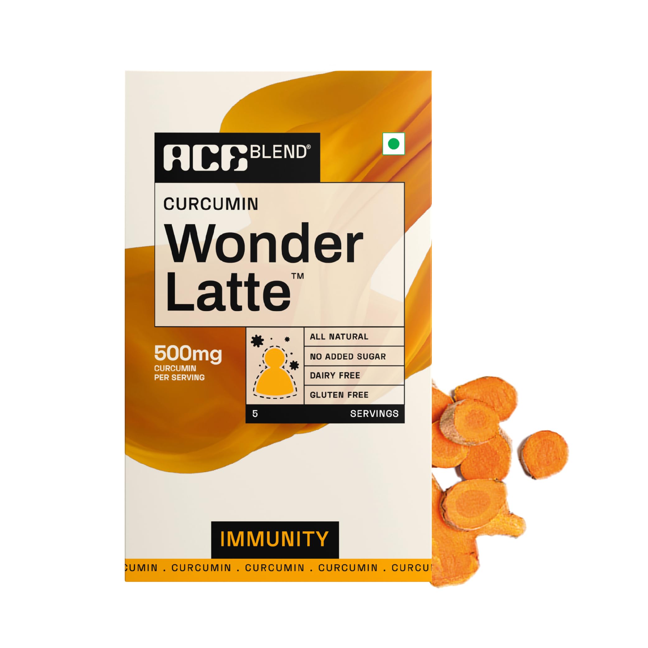 ace blend wonder latte golden milk (5 serves) | 500mg curcumin | turmeric extract | mct powder | bio piperine | cinnamon | fights inflammation | high immunity | enjoy cold/hot