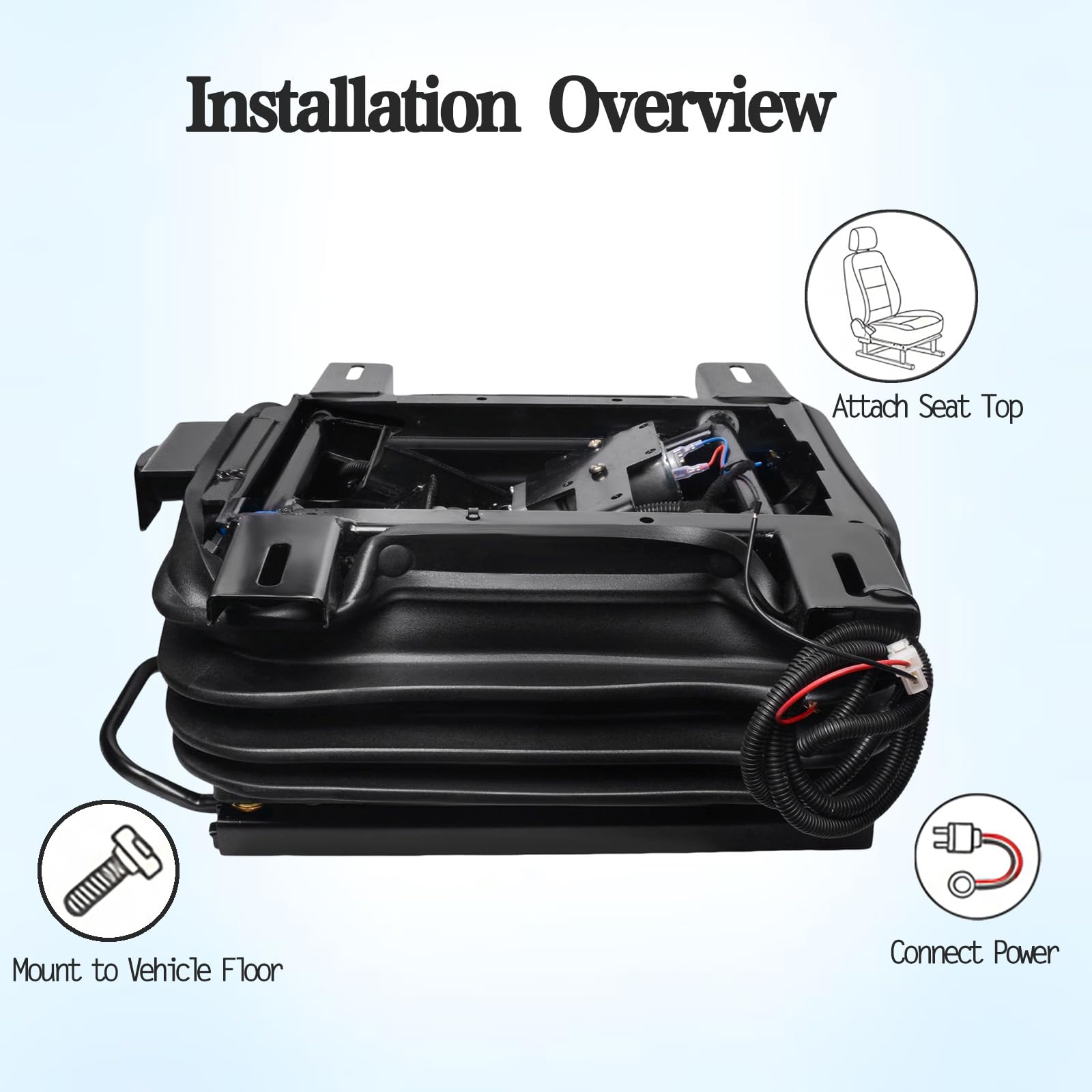 Robuste Luftfederungs-Sitzbasis mit 24 V/12 V eingebautem Kompressor, verstellbare Höhe und Gleitschiene, kompatibel mit Wohnmobilen, LKWs und Nutzfahrzeugen, stoßdämpfend, einfache Installation (12 V