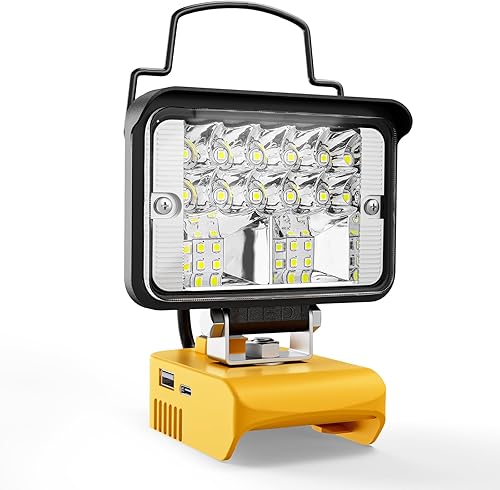 Miniatura 10 de Luz de trabajo LED inalámbrica de 20 V máx. para batería Dewalt de 20 V, LIVOWALNY 90 W 9000 LM 7 pulgadas, luz de batería LED, linternas de luz de