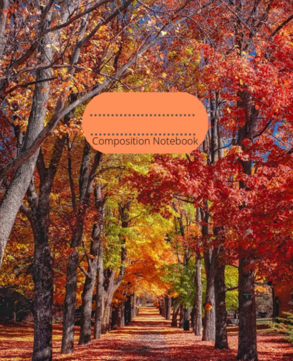 Composition Notebook: Wide ruled with margin | 7.5x9.25 inches | Autumn leaves theme | 100 pages | Notebook for creative writing and journaling