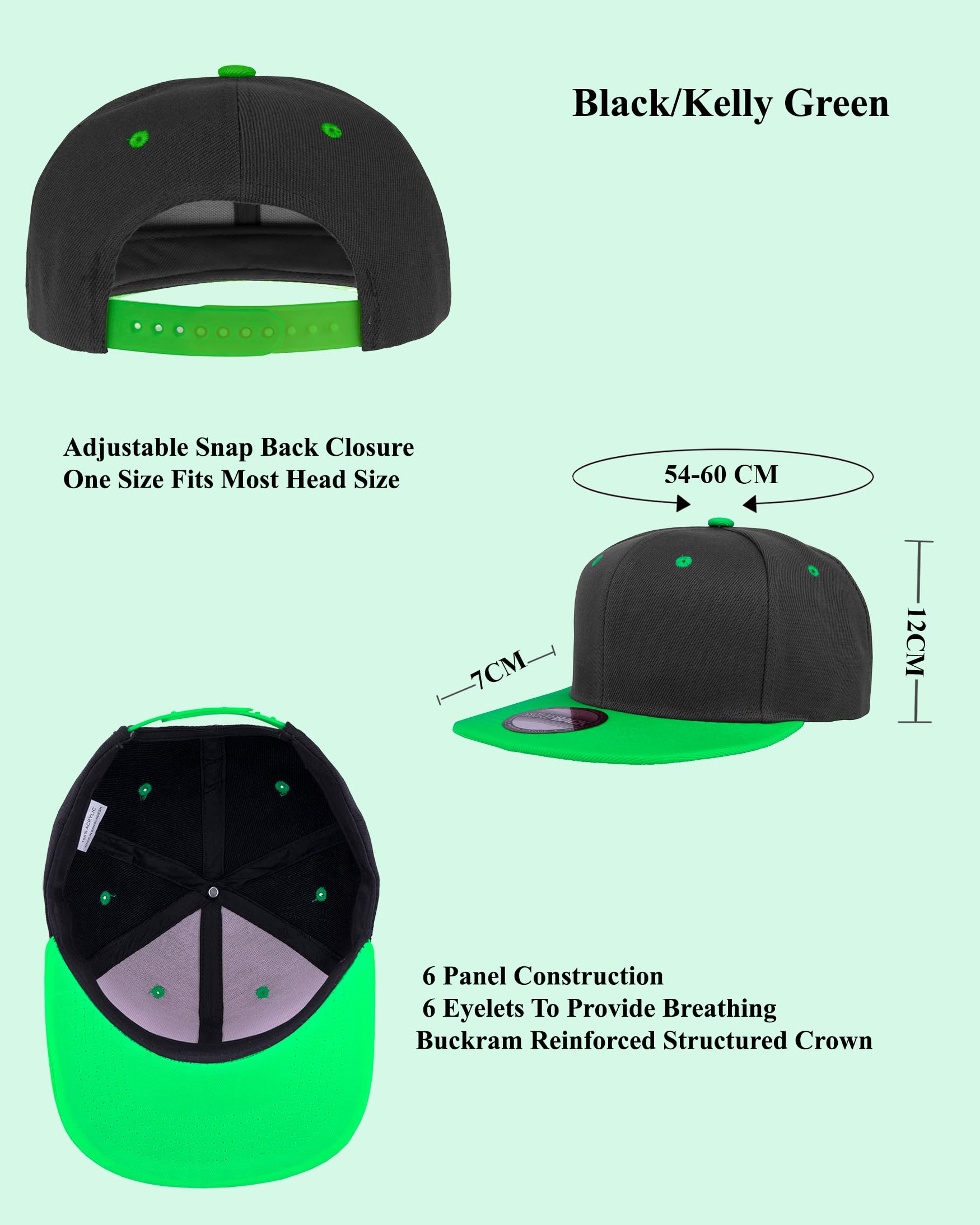 Gelante Sombreros de béisbol con visera plana para hombre, ajustable, en blanco liso