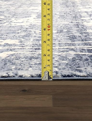 Miniatura 7 de Pasargad Home Cherish Design Power Loom - Alfombra redonda de 6 pies x 6 pies 0 pulgadas, color azul (PRC-1023 6 x 6)