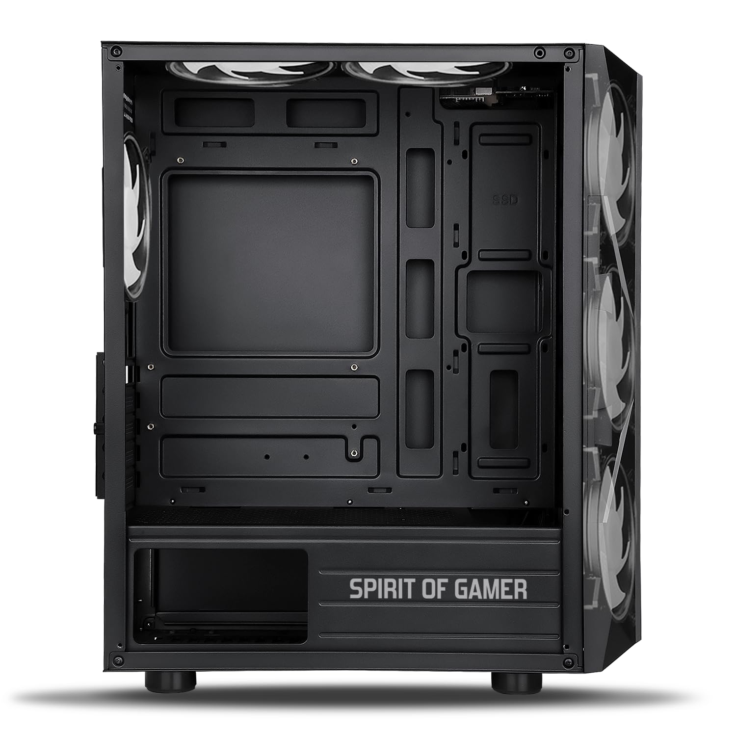 Spirit Of Gamer Chassis di gioco RGB per PC, 6 ventole ARGB incluse, compatibile con mATX, gioco medio vuoto con parete laterale in vetro temperato, ottimizzata per il raffreddamento