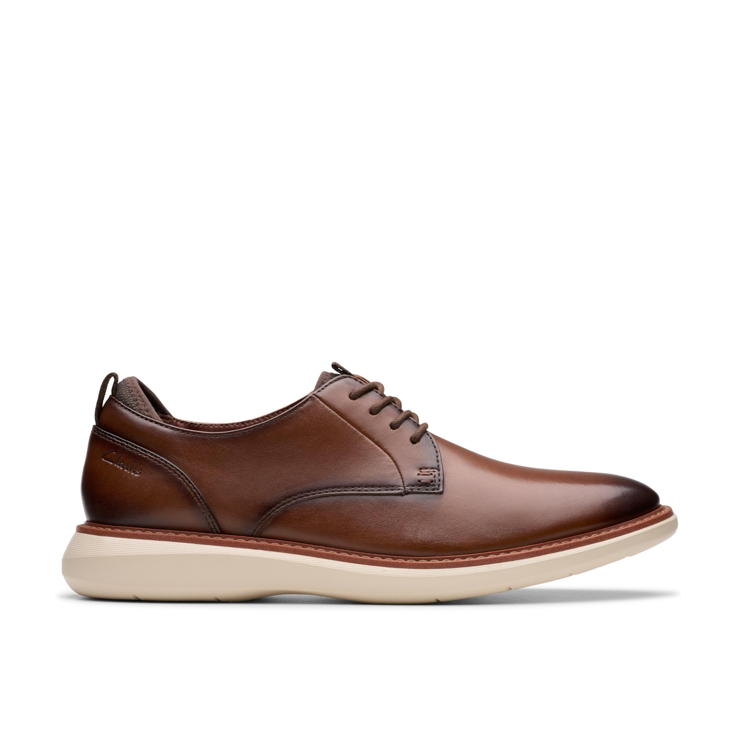 Clarks Brantin Plain Mens Dark Tan Lea, 10
