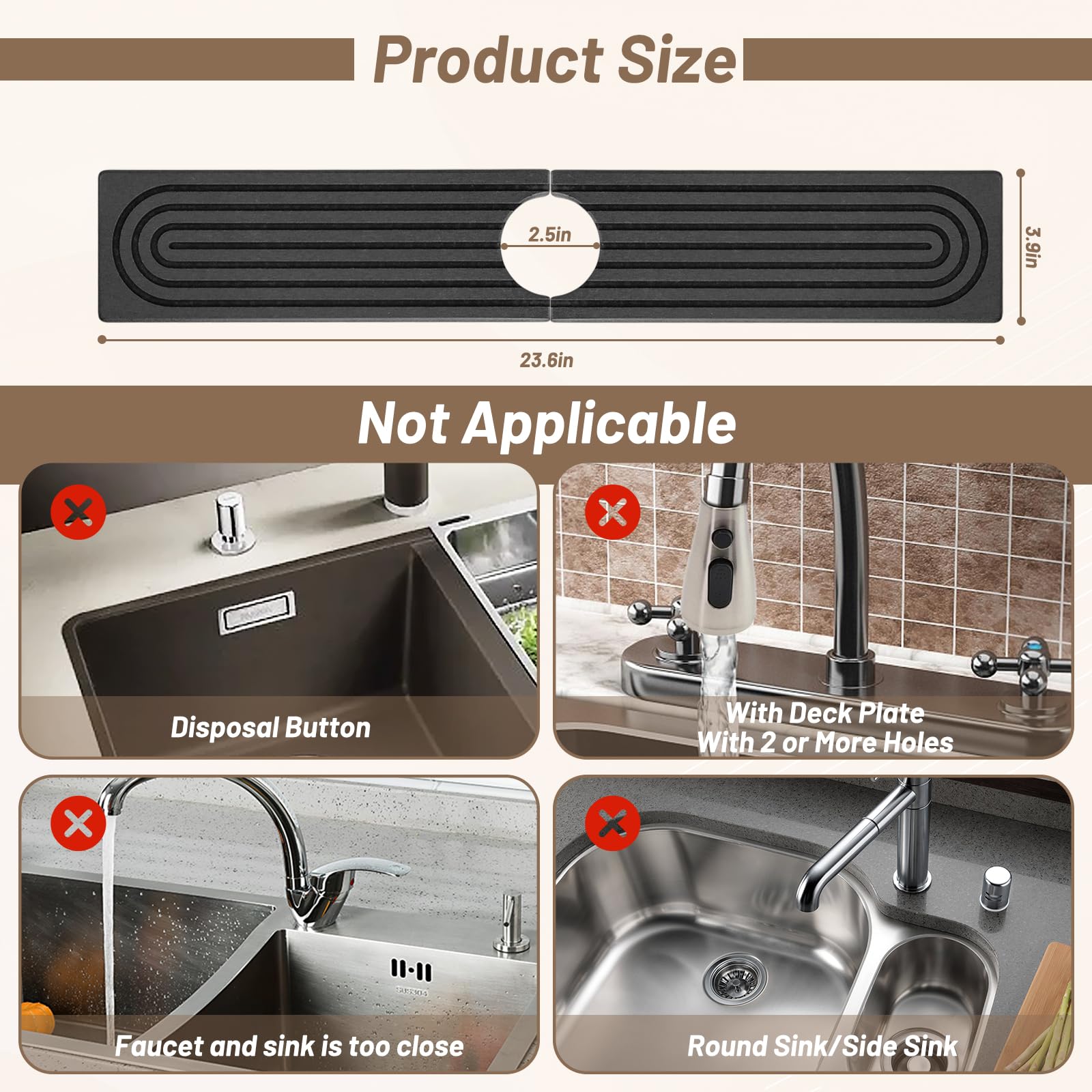 Faucet Mat for Kitchen Sink - 23.6
