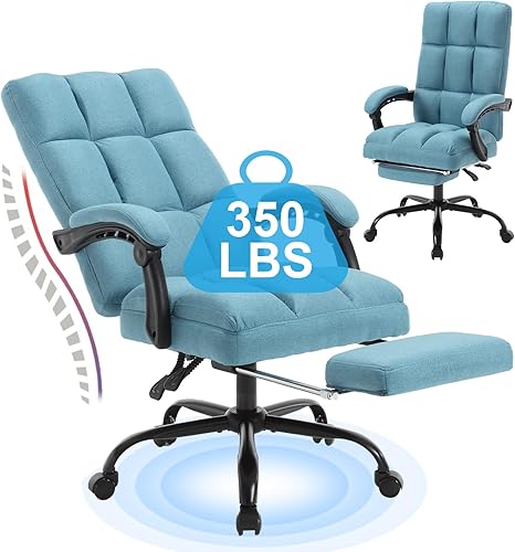 Silla de oficina reclinable con reposapiés, sillas de escritorio reclinables de oficina ejecutiva de tela con soporte lumbar, respaldo alto, silla