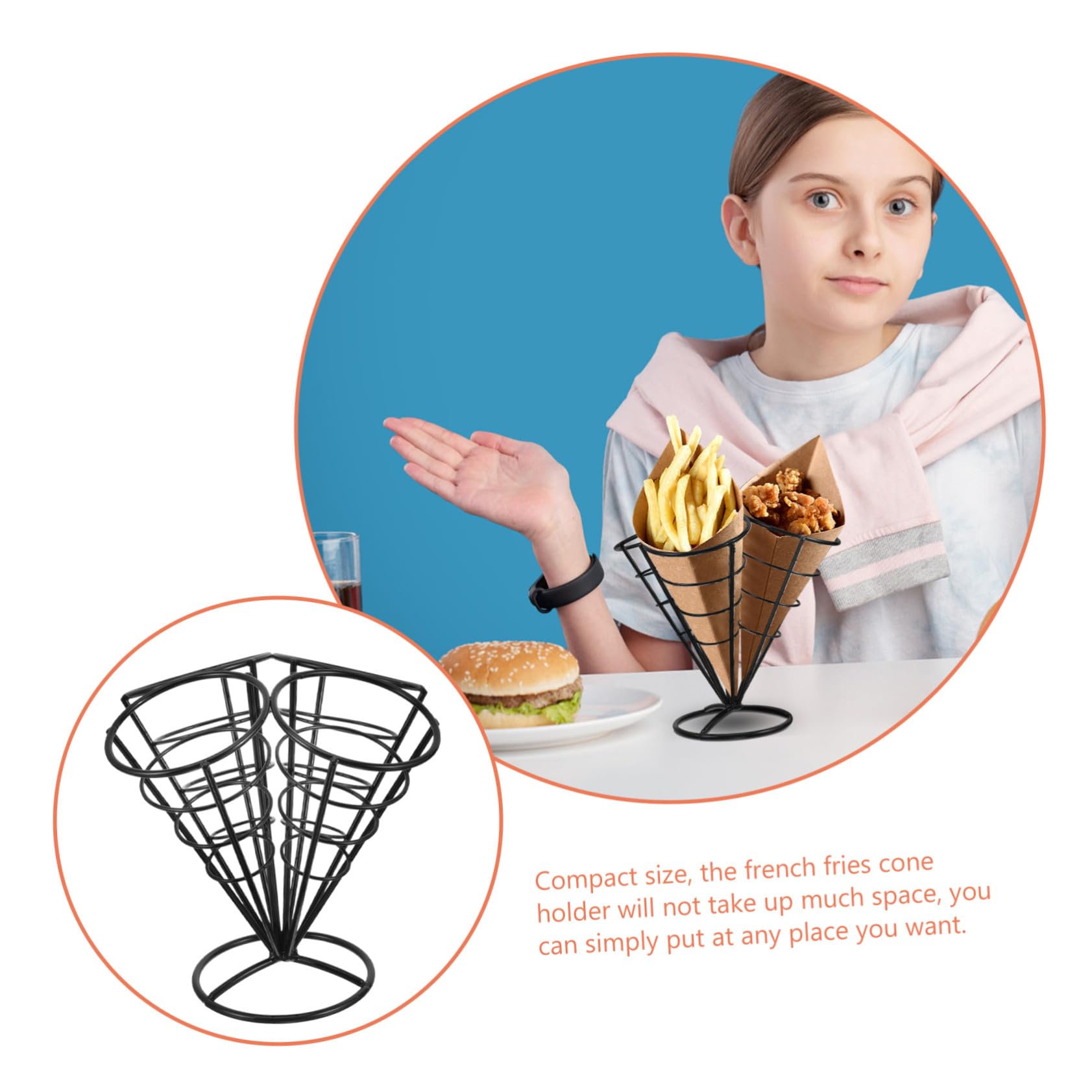 Snack in Acciaio con Coni Patatine Fritte Stand per Servire Antipasti Casa Bar Supporto Resistente e per Patatine Chips e Stuzzichini