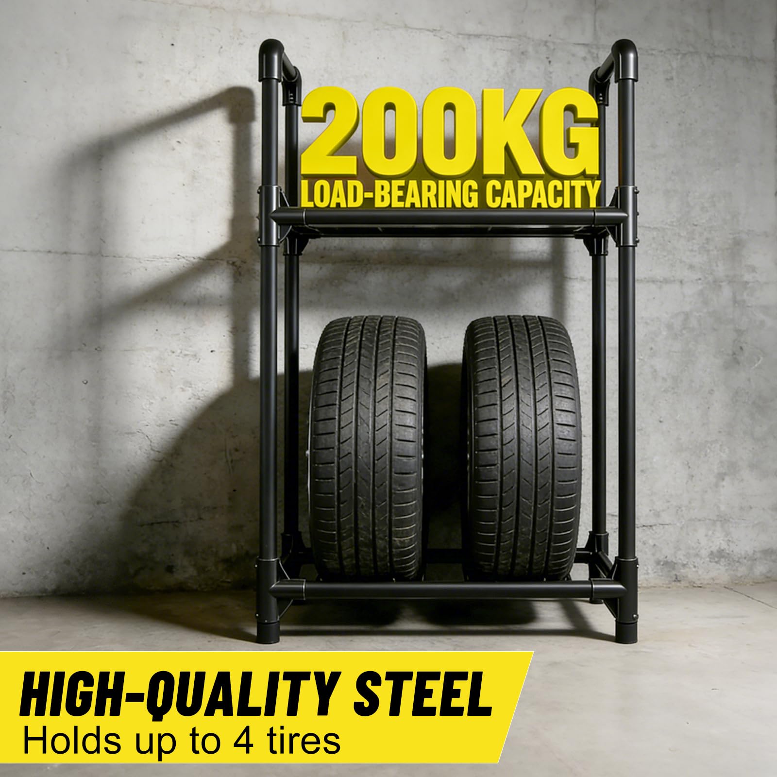 Reifenregal – 101 x 120 x 44 cm – bis 150 kg – für 6-8 Reifen – aus Stahl – Werkstattregal Lagerregal Reifenständer Schwerlastregal