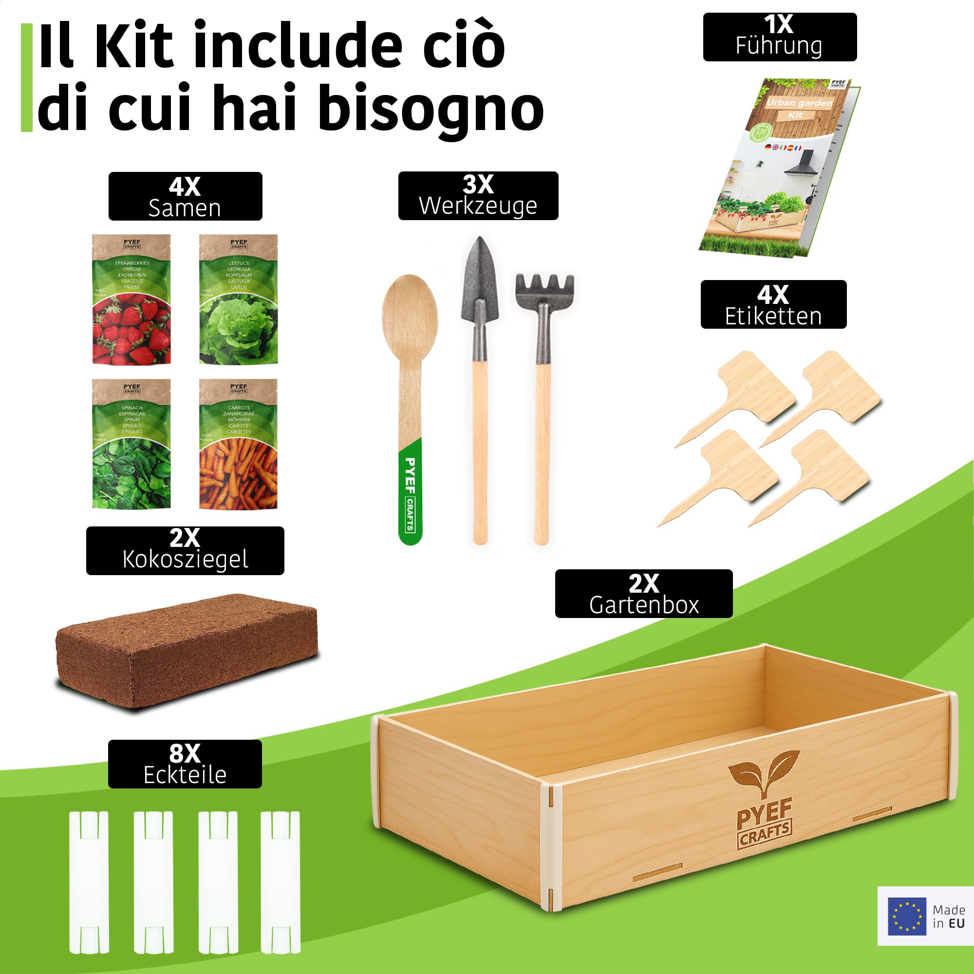 Kit Giardinaggio (2ud) XL per Orto in Casa 2x Kit Piante da Far Crescere - Orto da Balcone & da Interno - Piantina da Far Crescere Germinazione 4 Semi
