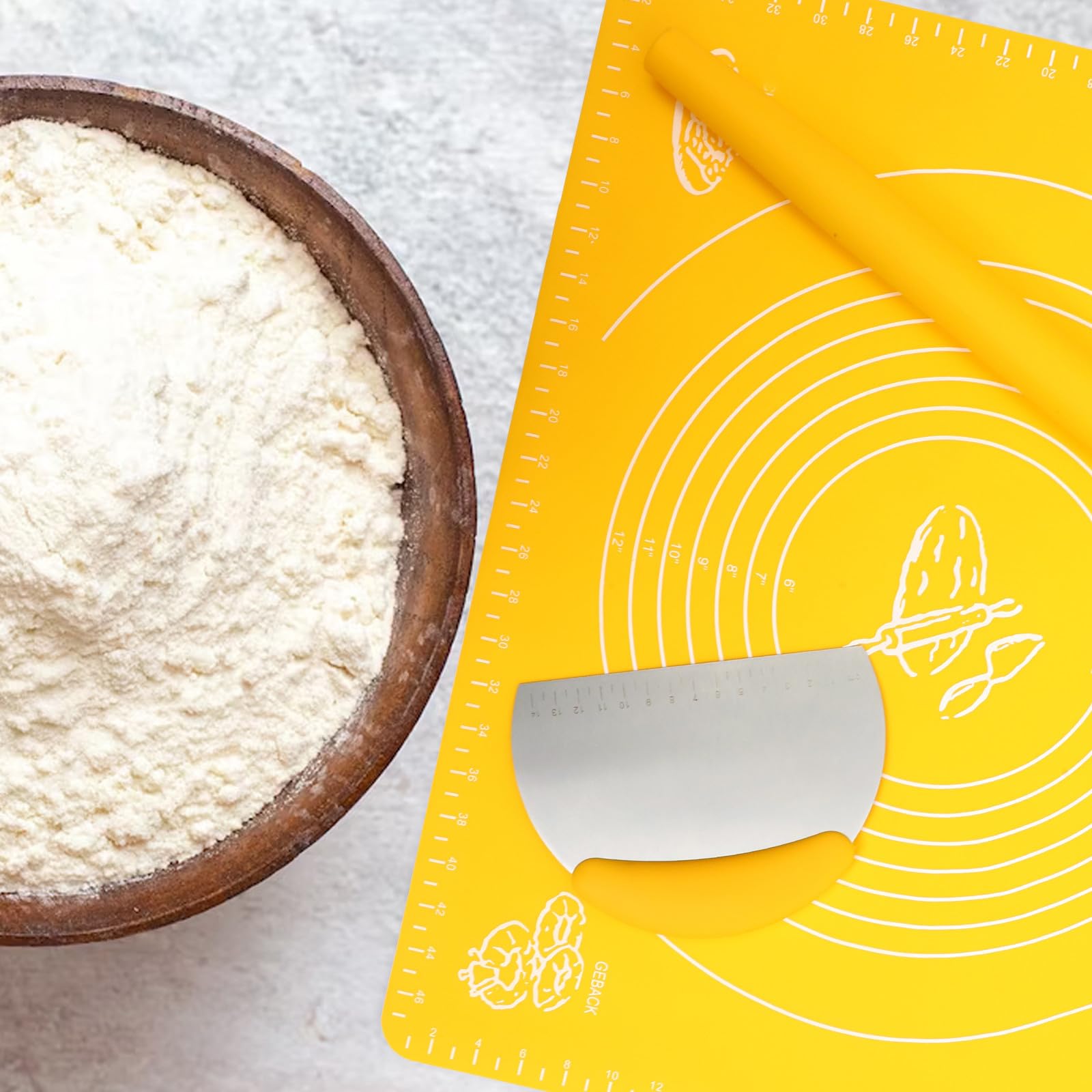 Juego de 3 Rodillos de Silicona Antiadherentes para Hornear Mango Seguro, Estera de Masa Fácil de Usar para Repostería y Pasta Casera