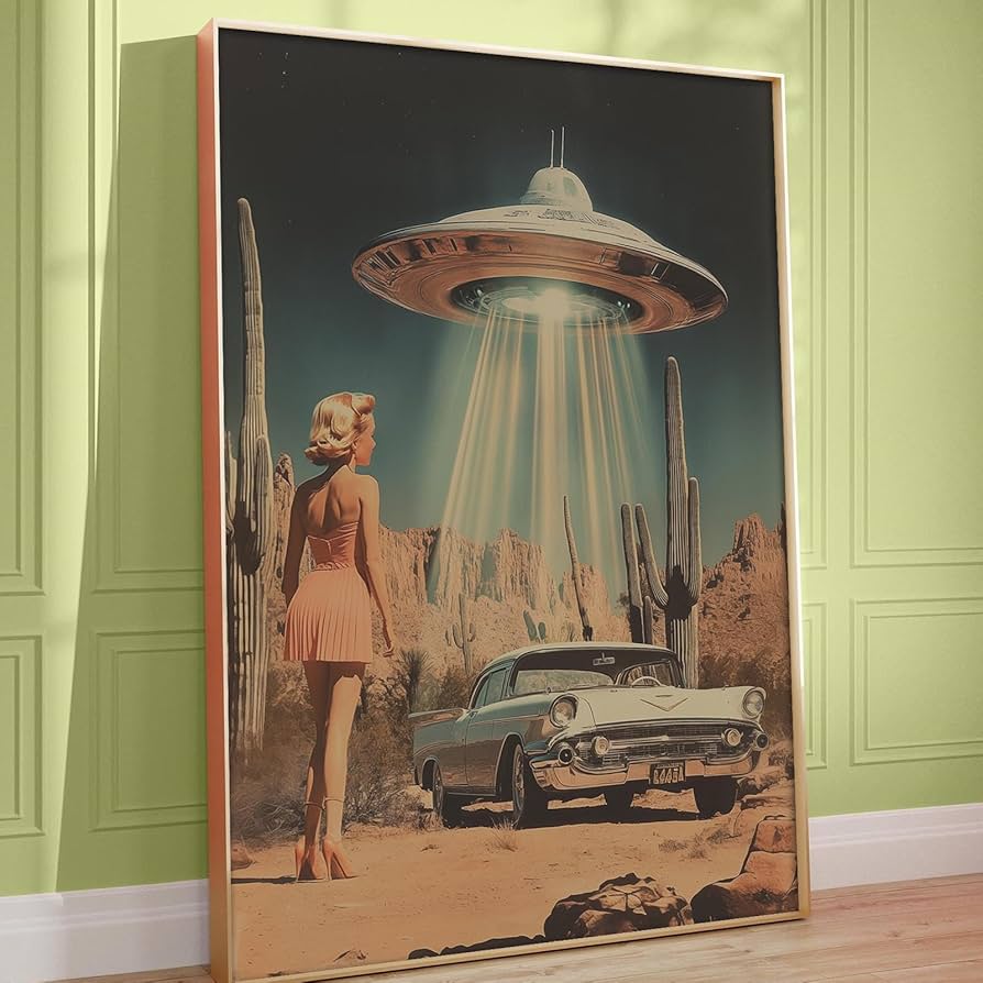 Amazon.com: UFO Canvas Wall Art Retro UFO Poster Sci Fi Poster Ufo