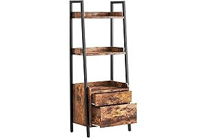 FABATO 3-Tier Ladder Bookshelf with Drawers, Organizer Display Shelves, Freestanding Ladder Bookshelf...