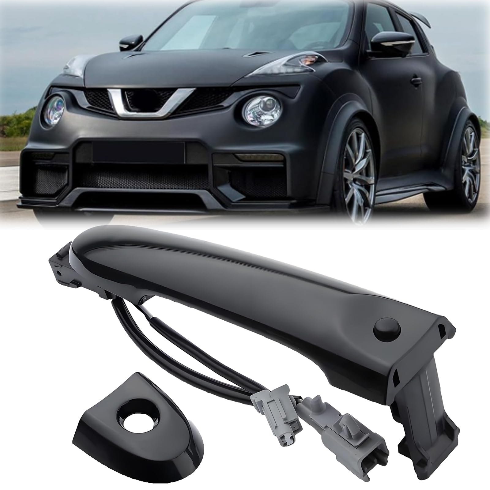 Poignée de porte avant droite côté conducteur compatible avec Nissan Juke F15 2010-2019, 80644-1FA5A, 80644-3WC2A (Noir)