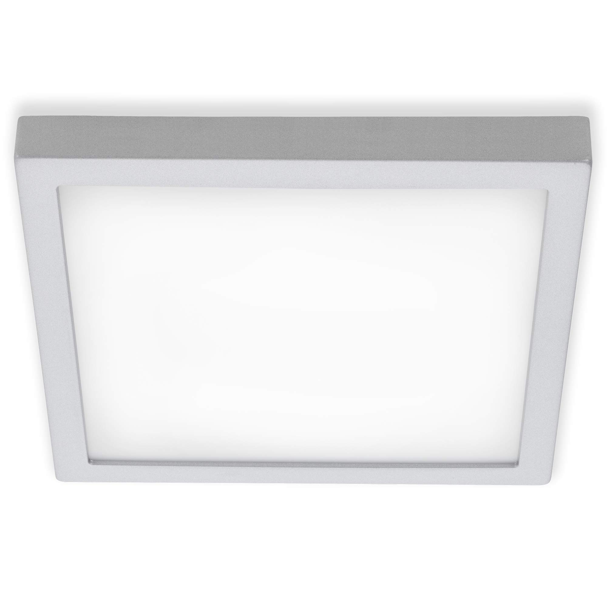 BRILONER LED Surface-Mounted lamp, Ceiling Light 21 watts, 2,000 lumens, 3,000 Kelvin, Square, Matte Chrome, 300x300x32mm (LxWxH)
