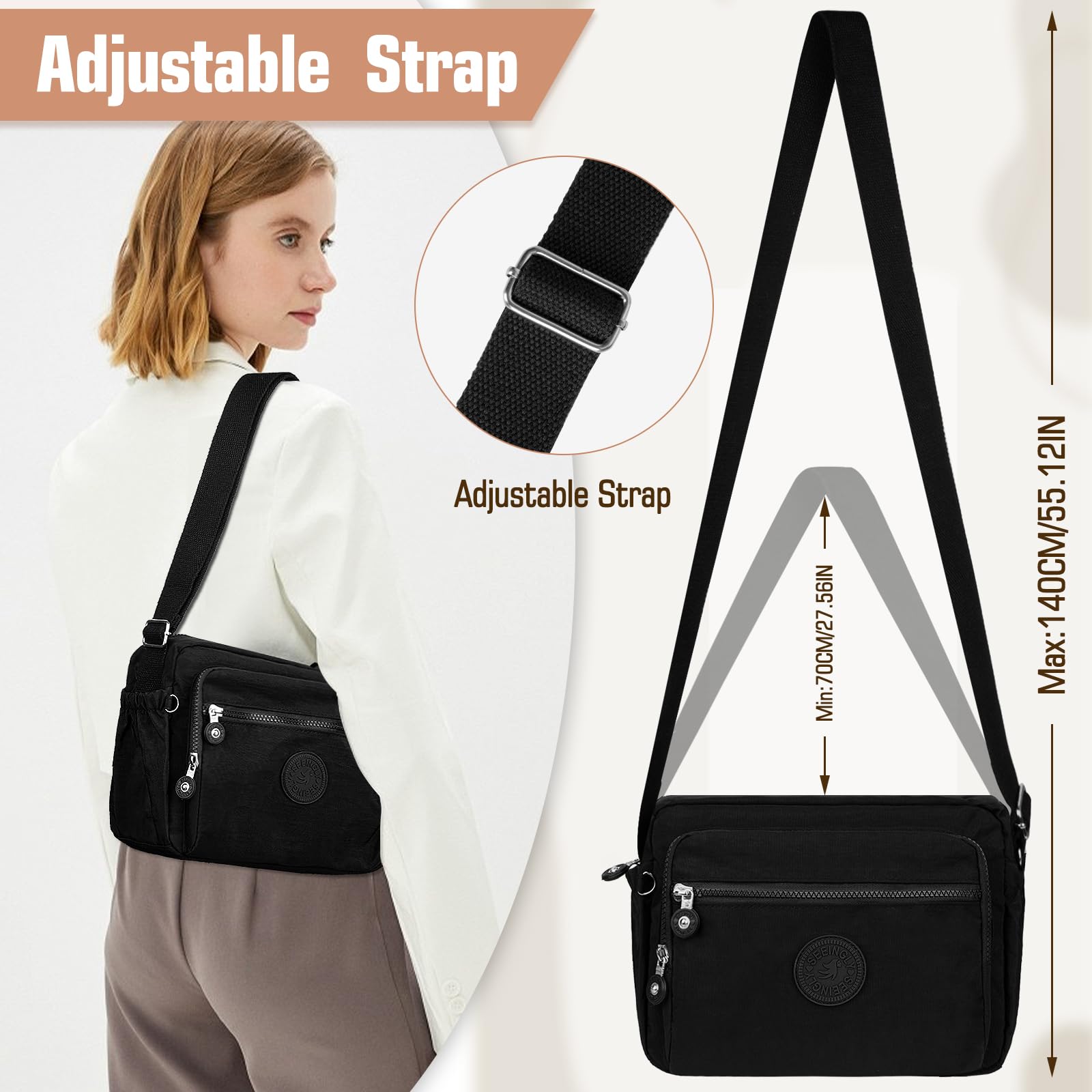 Borsa Tracolla Donna Crossbody Bag Donna Nylon Borsetta Tracolla Donna - Foto 32 di 52