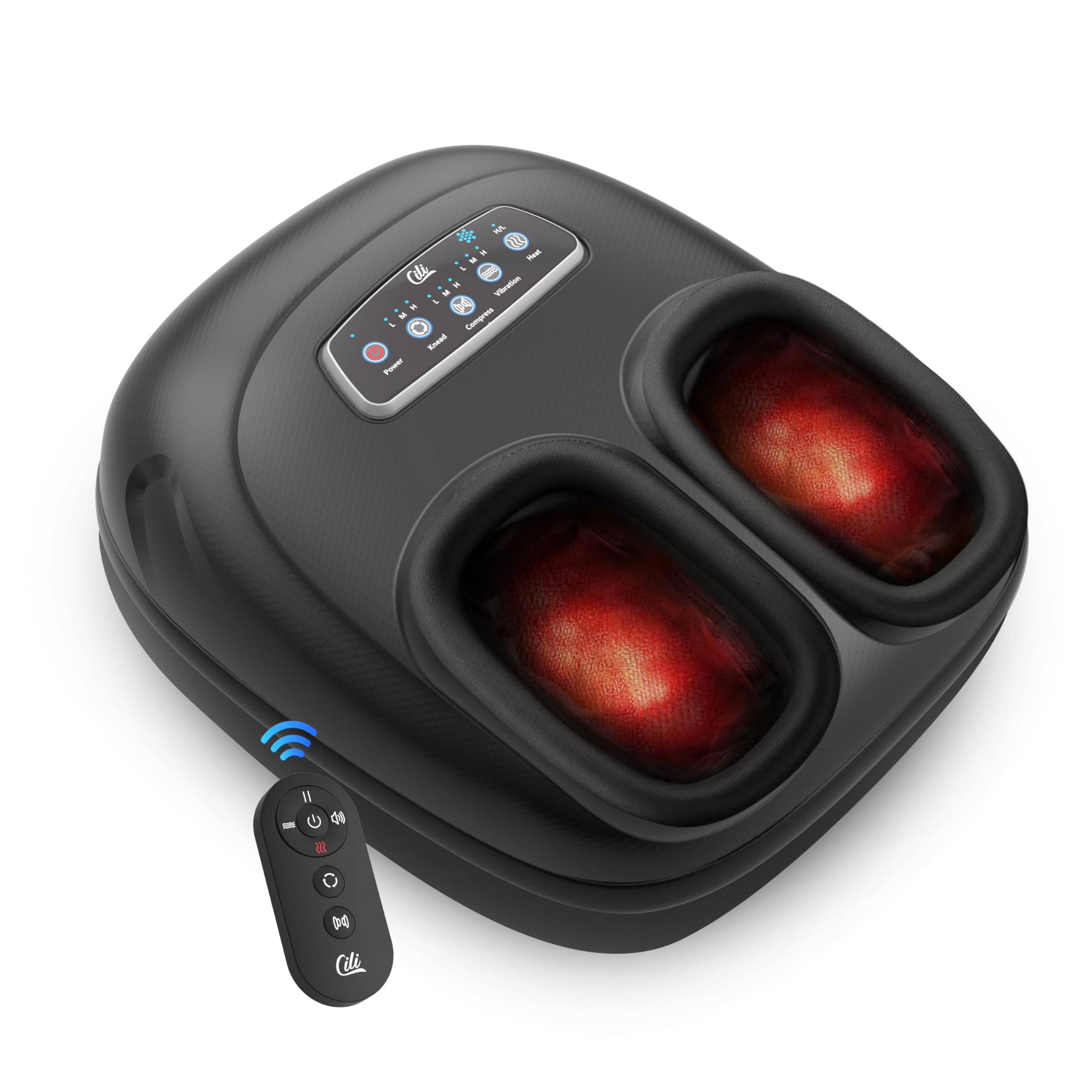 CILI Foot Massager with Heat, Shiatsu Feet Massage Machine for Plantar Fasciitis Neuropathy, Sole & Instep Heating, Remote Control, Up to Size 13, Gifts for Him Her